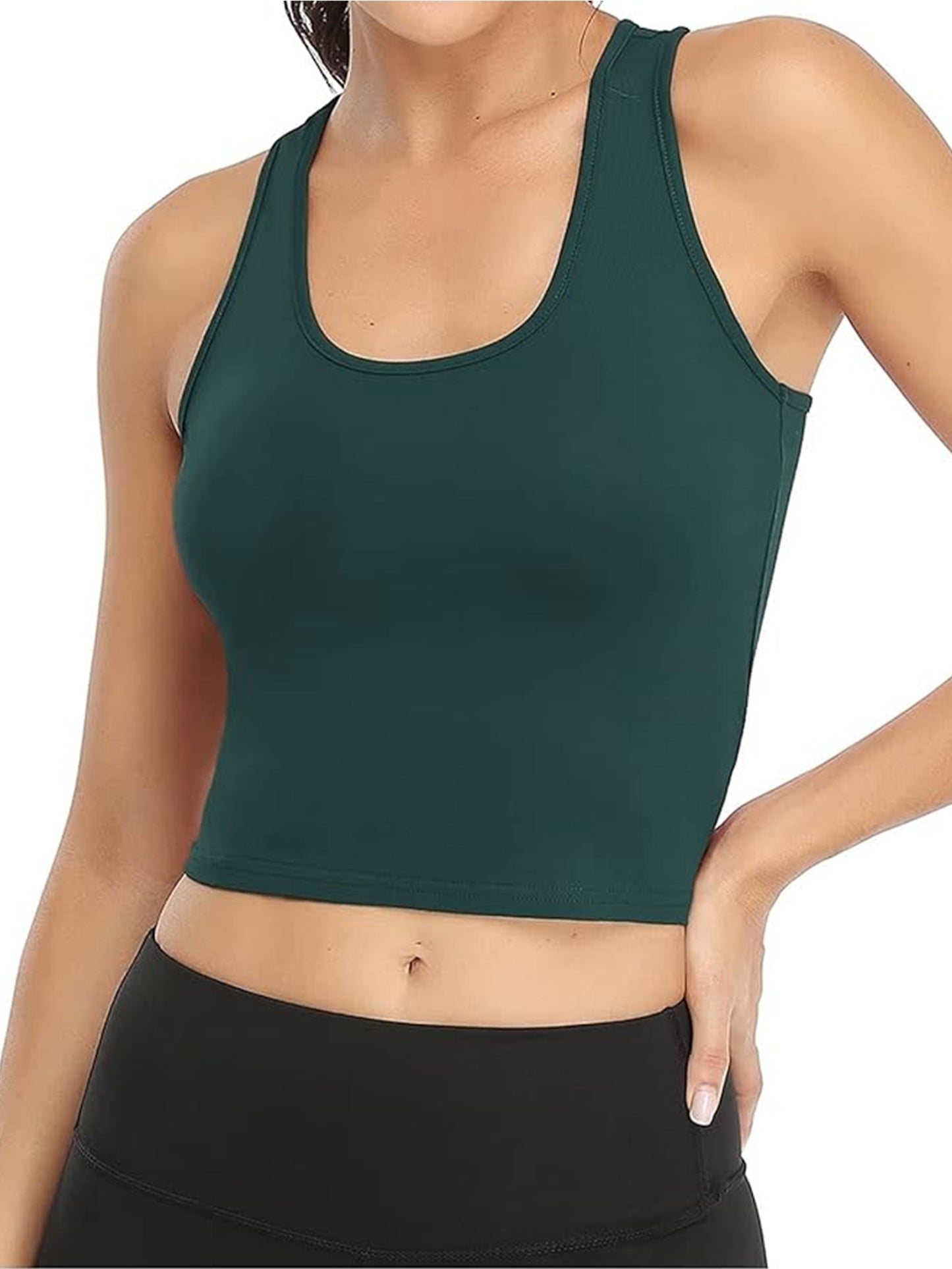 Women's Black/Grey/Green Three-color Combination Short Exposed Belly Yoga Casual Sports Vest