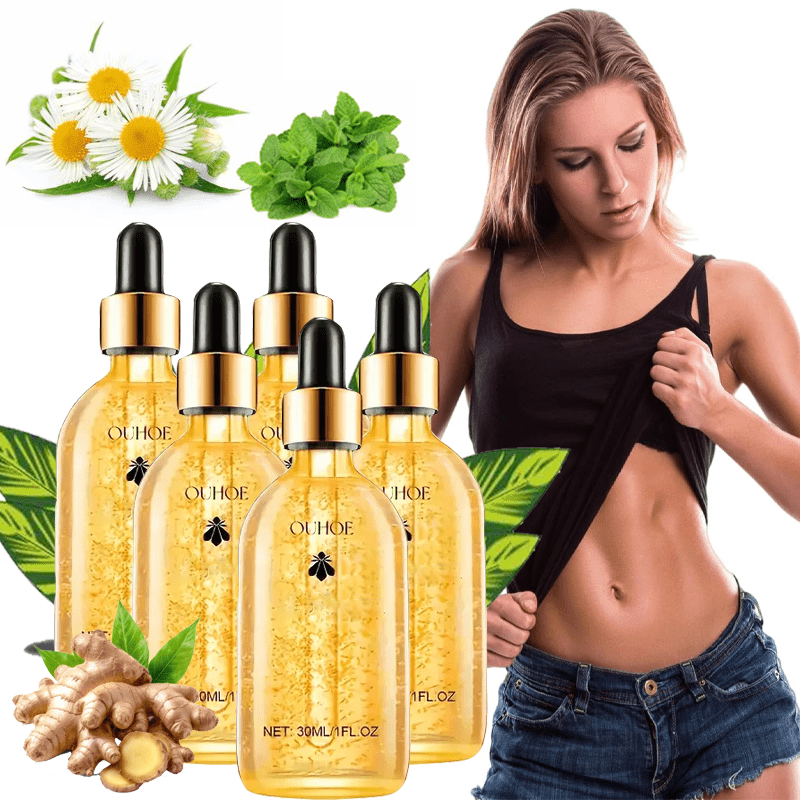 5 Pieces Honey Body Firming Oil 1.05 Fluid Ounce Bee Oil for Tight Skin Moisturizes with Chamomile Ginger Vitamin E and Glycerin Firm Waist Hips and Thighs Hypoallergenic Fragrance Free Suitable for All Skin Types