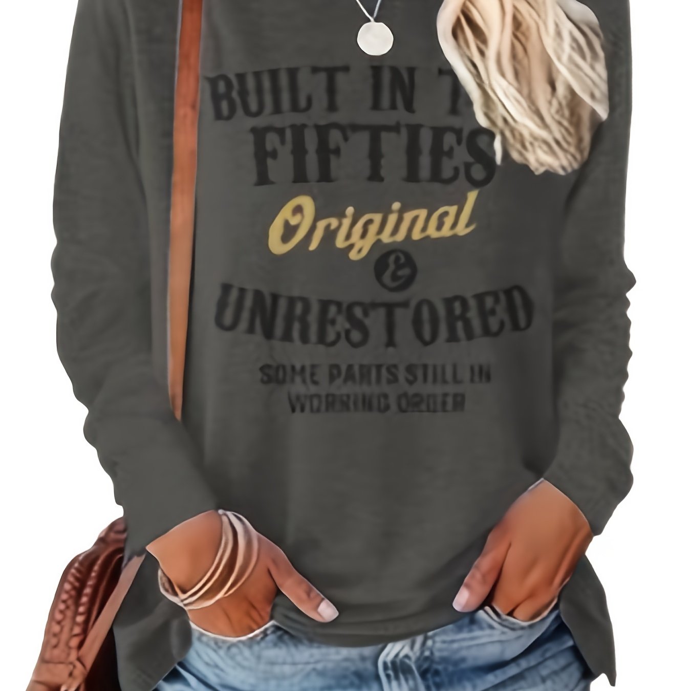 Letter Printed Women'S T-Shirt Fun Print - Comfortable Long Sleeved Round Neck - Perfect Choice for Spring And Autumn Casual Wear