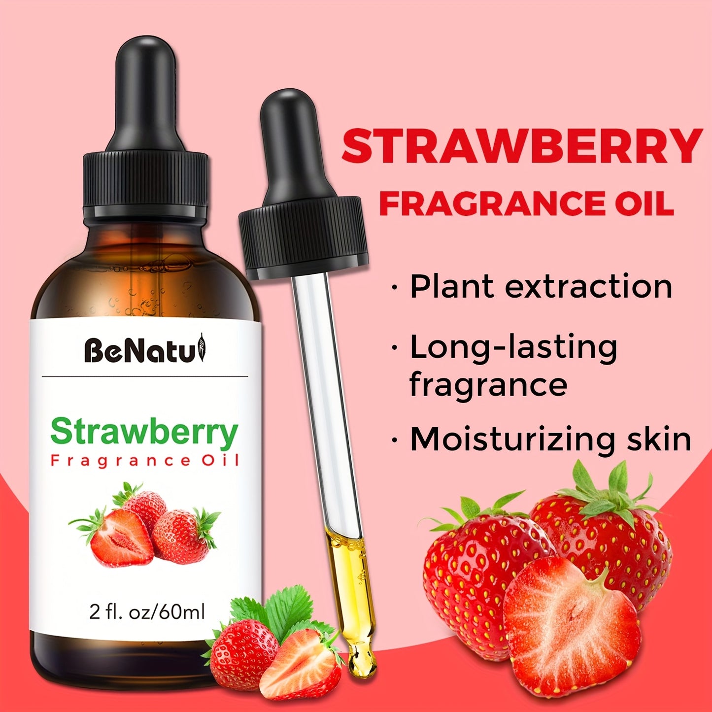 Strawberry Fragrance Essential Oil 60ml for Humidifier Diffuser Scented Candle Suitable for Bedroom Home Hotel Restaurant