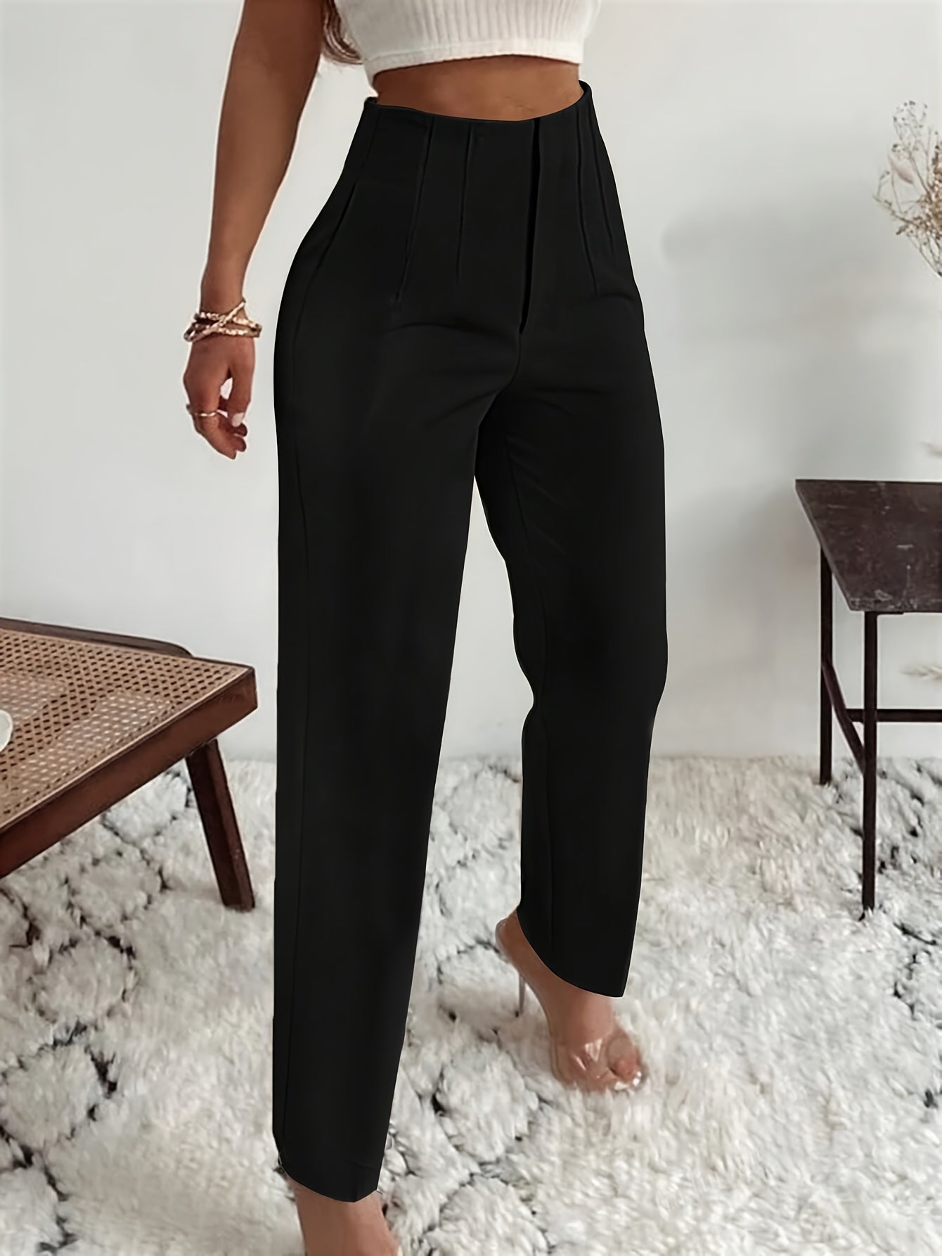 Women's High-Waist Straight-Leg Pants