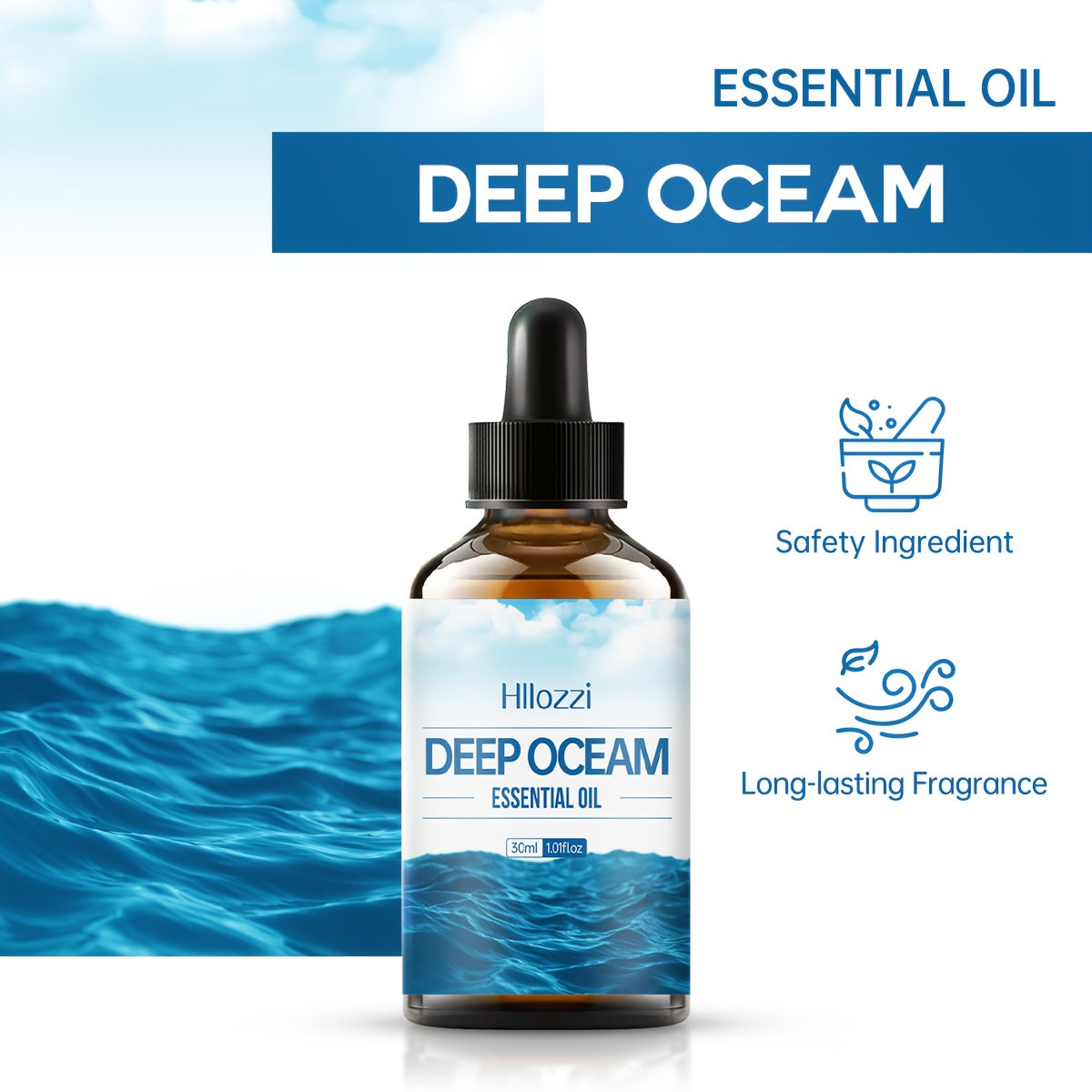 Deep Ocean Essential Oil 3 Pack 1.01 Fl Oz 30ml Marine Hydrating Moisturizing Nourishing Massage Oil for All Skin Types Perfect for Spa Skin Care Diffusers Long Lasting Fragrance DIY Candle Making