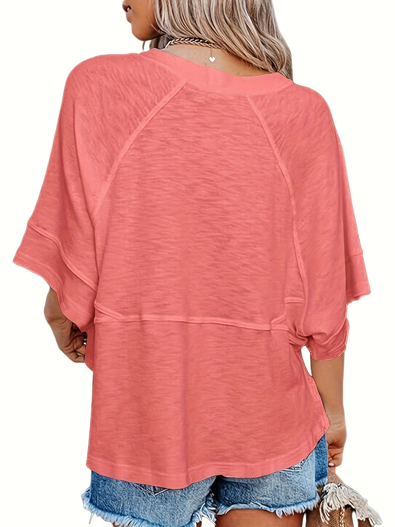 Solid Crew Neck Loose Basic T-shirt for Casual Wear