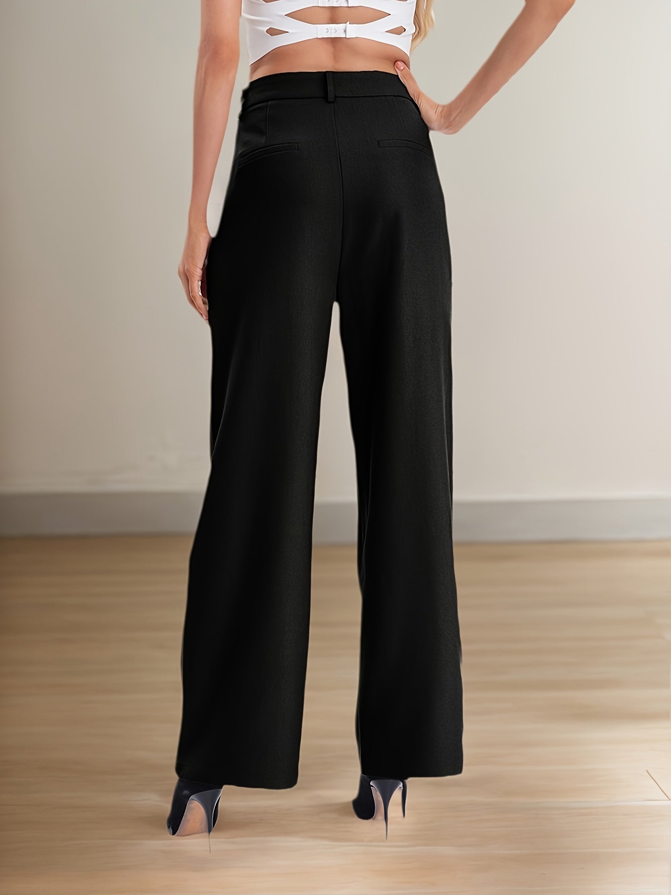 Elegant Navy Blue Wide Leg Pants for Women
