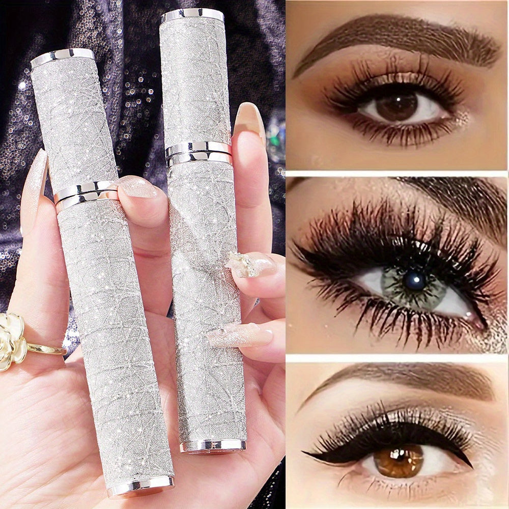 2pcs Galaxy Extension Mascara Set Dramatic Long Lasting Waterproof Rich Black Eyelash Enhancer Smudge Proof Metallic Tube Design