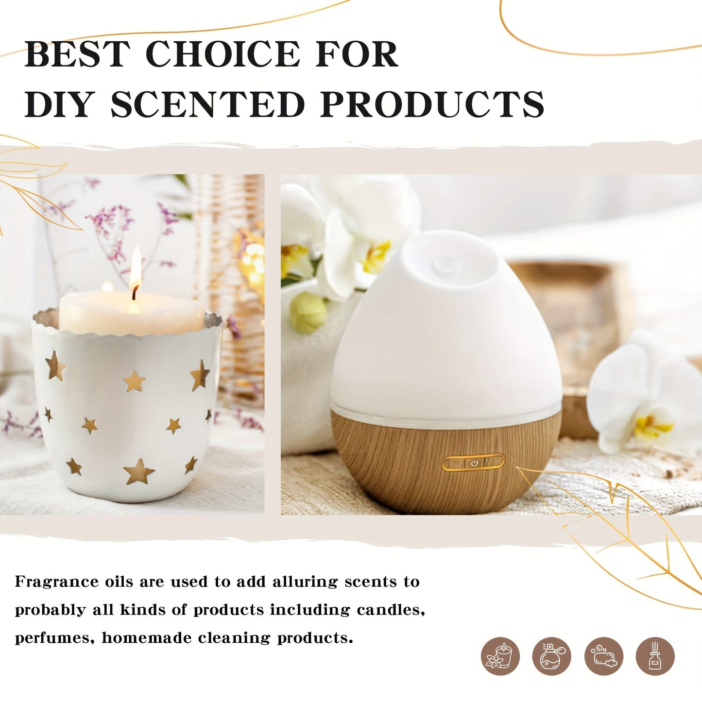 EUQEE 2pcs Gardenia Fragrance Essential Oils 60ml for Diffuser Candle Making Humidifier