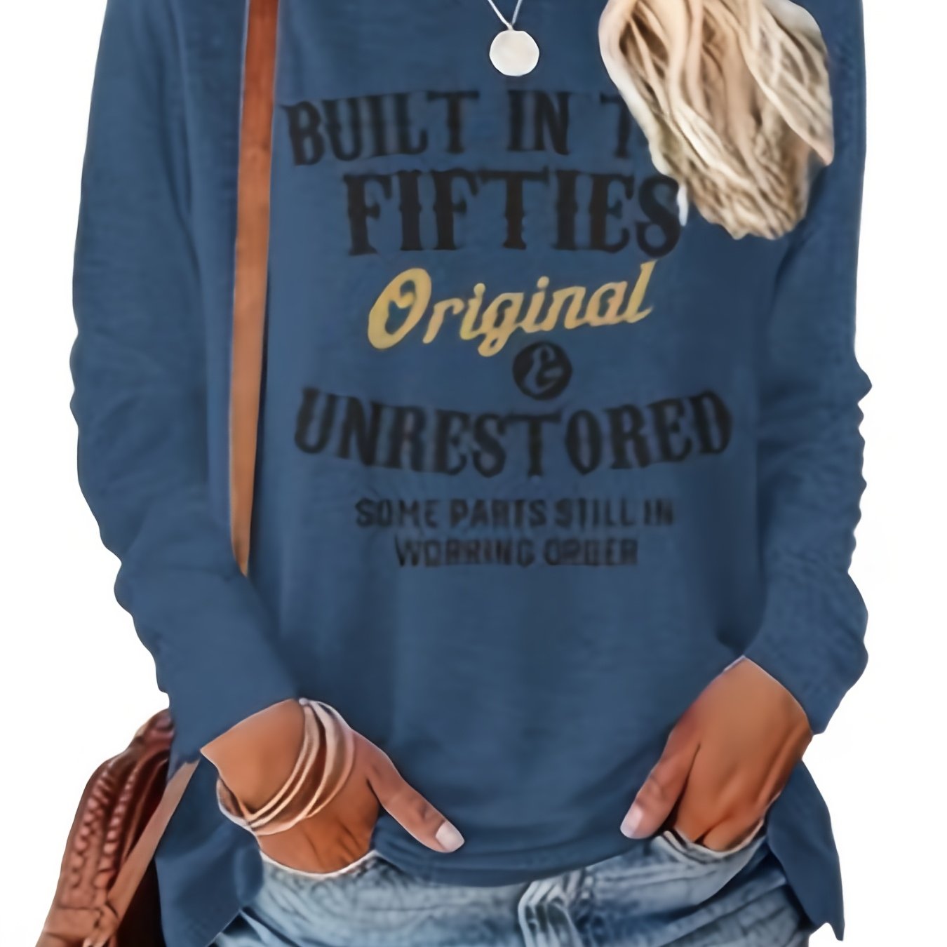 Letter Printed Women'S T-Shirt Fun Print - Comfortable Long Sleeved Round Neck - Perfect Choice for Spring And Autumn Casual Wear