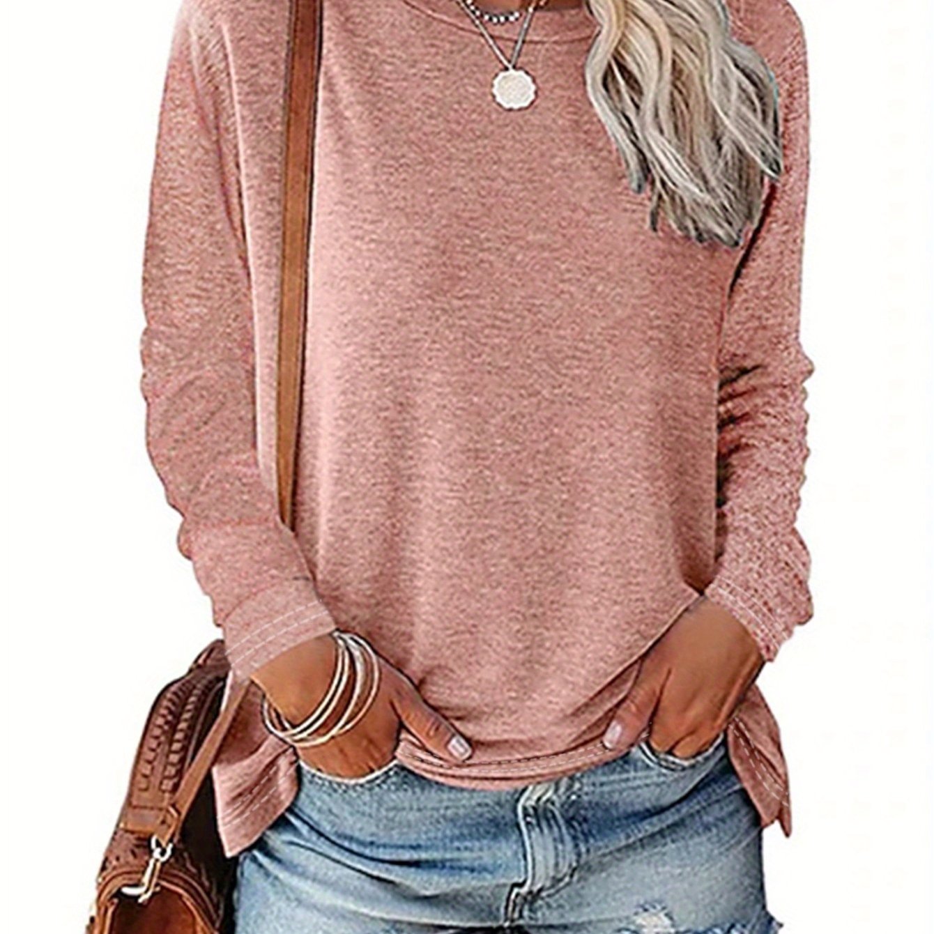 Women's T-Shirt - Comfy Long Sleeve Crew Neck