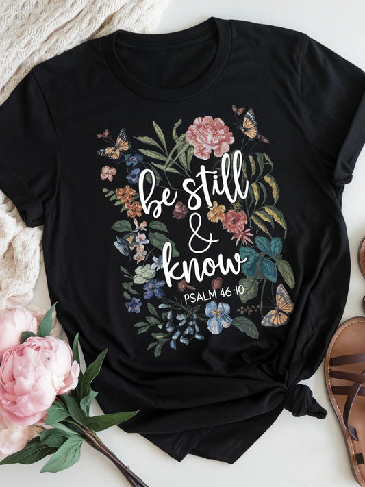 Women'S T-Shirt with Butterfly Print - Casual Short Sleeve Top