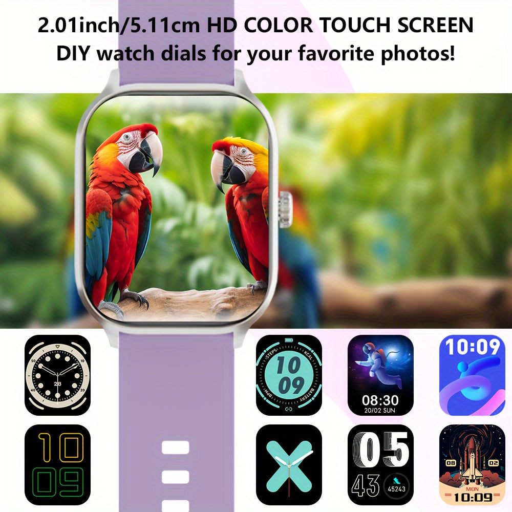 LAXASFIT 2.01" Full Touch Screen Smartwatch - IP68 Waterproof, Wireless 5.3, Fitness Tracker with Call & Text Alerts, 100+ Sports Modes, USB Charging, Compatible with Android/iPhone - Sleek Design for Men & Women, Smart Watch