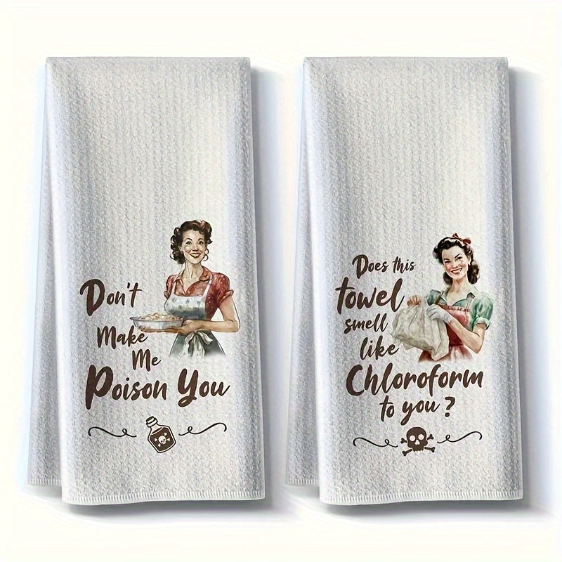 2pcs Funny Kitchen Towels - Ultra-Soft Microfiber Gift