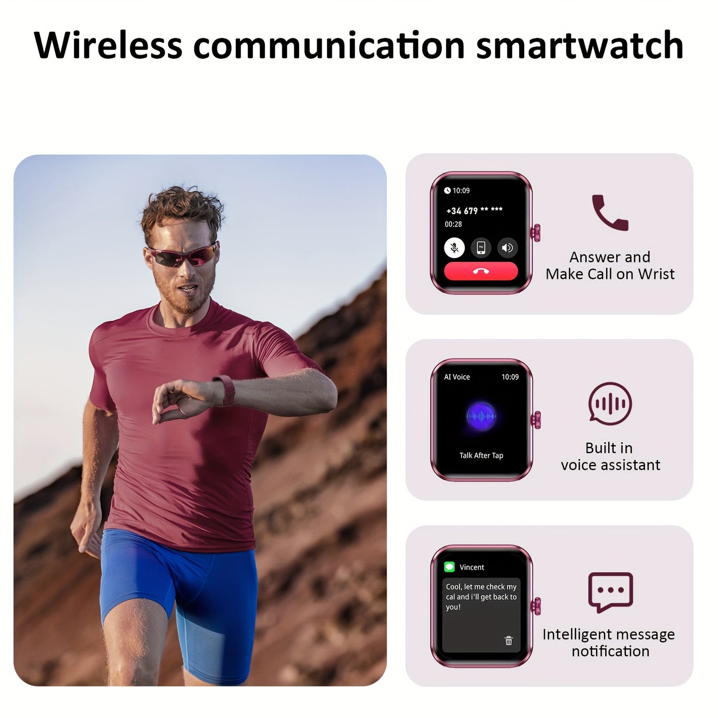 Blackview Smart Watch(Answer/Make Call), 1.85" Smartwatch for Men Women 100+ Sport Modes Fitness Activity Tracker, Monitor, Pedometer, Smart Watches for Android IPhone, RED