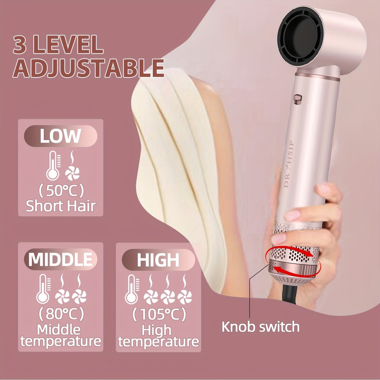 5 In 1 Hot Air Brush Blow Dryer Brush And Air Curling Wrap Styler With Negative Ion Technology Professional Hair Styling Tools