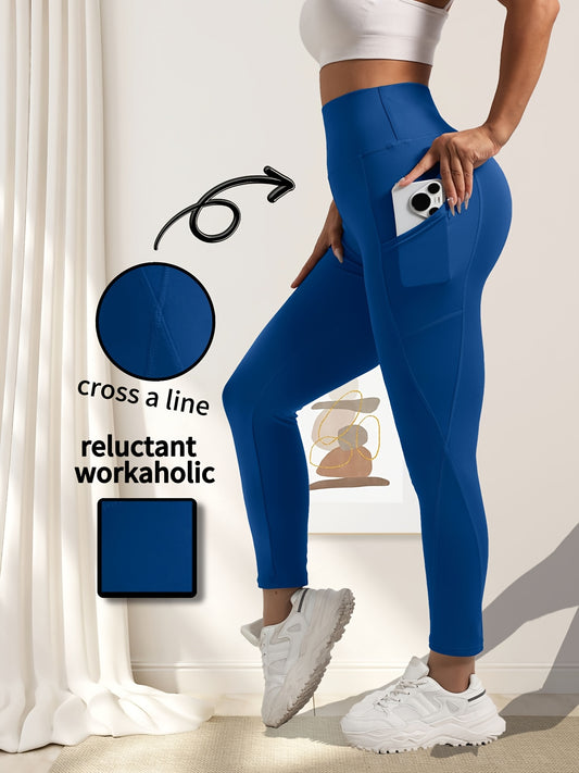 High-Waist Tummy Control Yoga Leggings with Pockets, Cross-Line Body Shaping, Butt Lifting, Fitness & Workout Pants