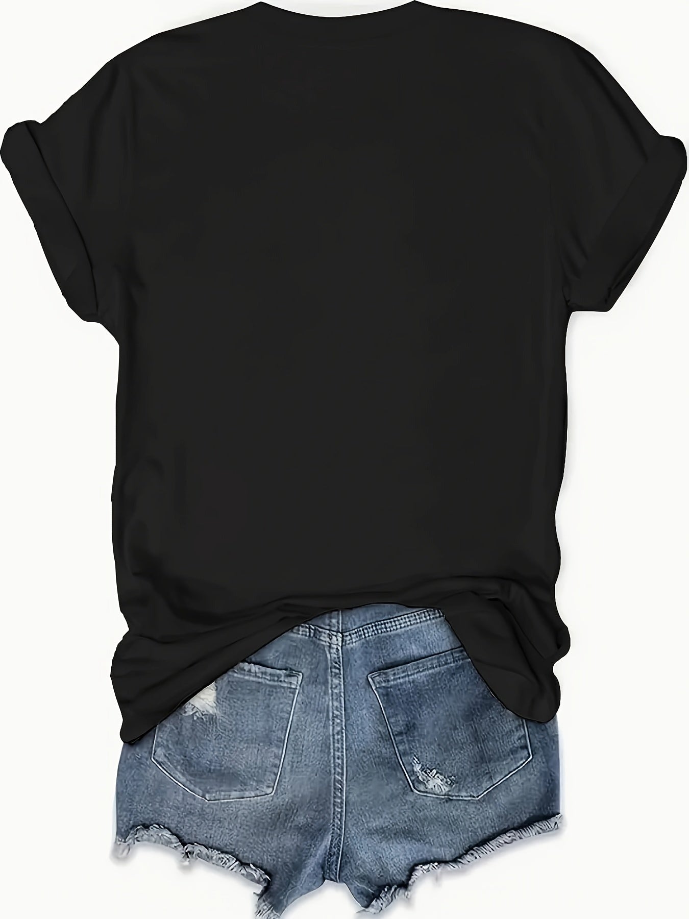 Letter Print T-shirt, Short Sleeve Crew Neck For Women