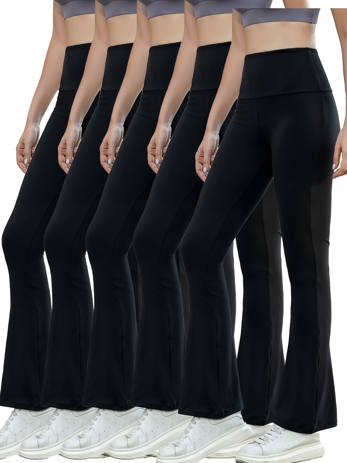 5 Pack Women's High-Waisted Flare Yoga Leggings