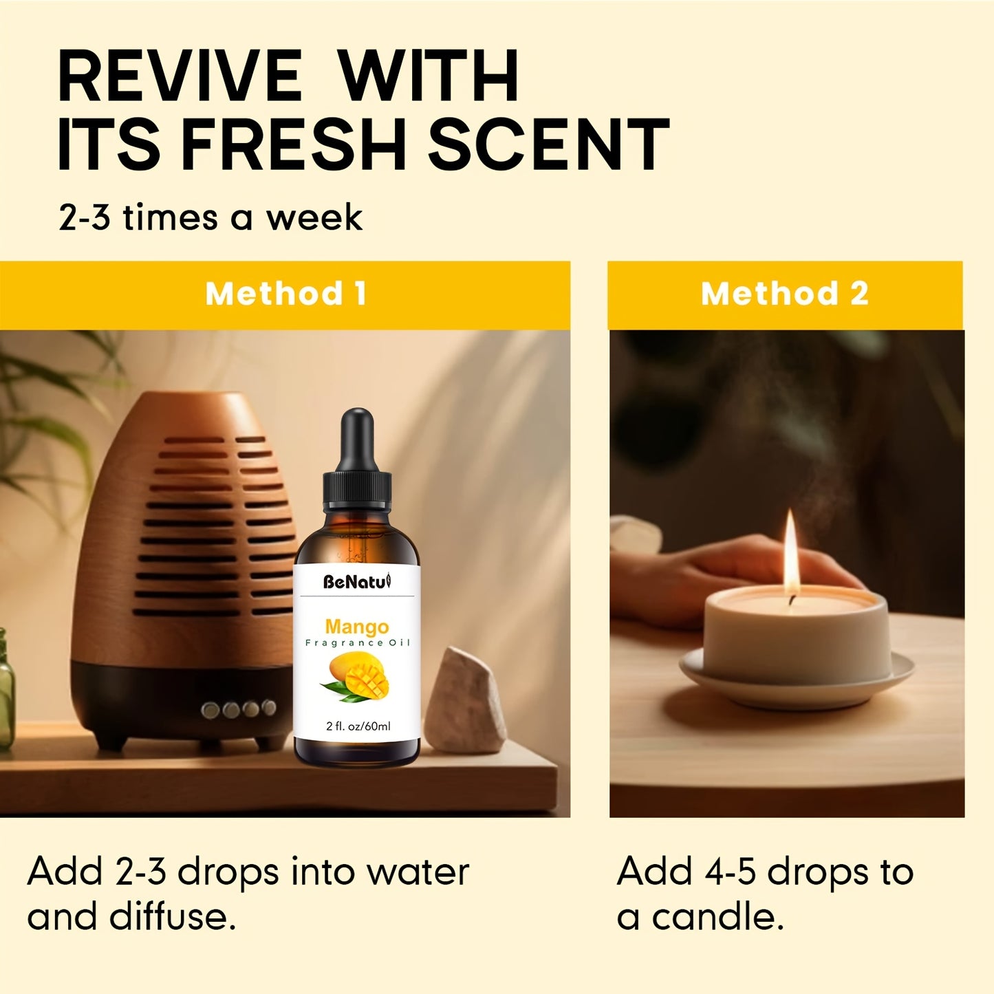 2.03 Ounce Mango Fragrance Essential Oil High End Fruit Essential Oil Lasting Aroma Suitable for Diffuser Humidifier Air Purifier Oil Burner Candle Making