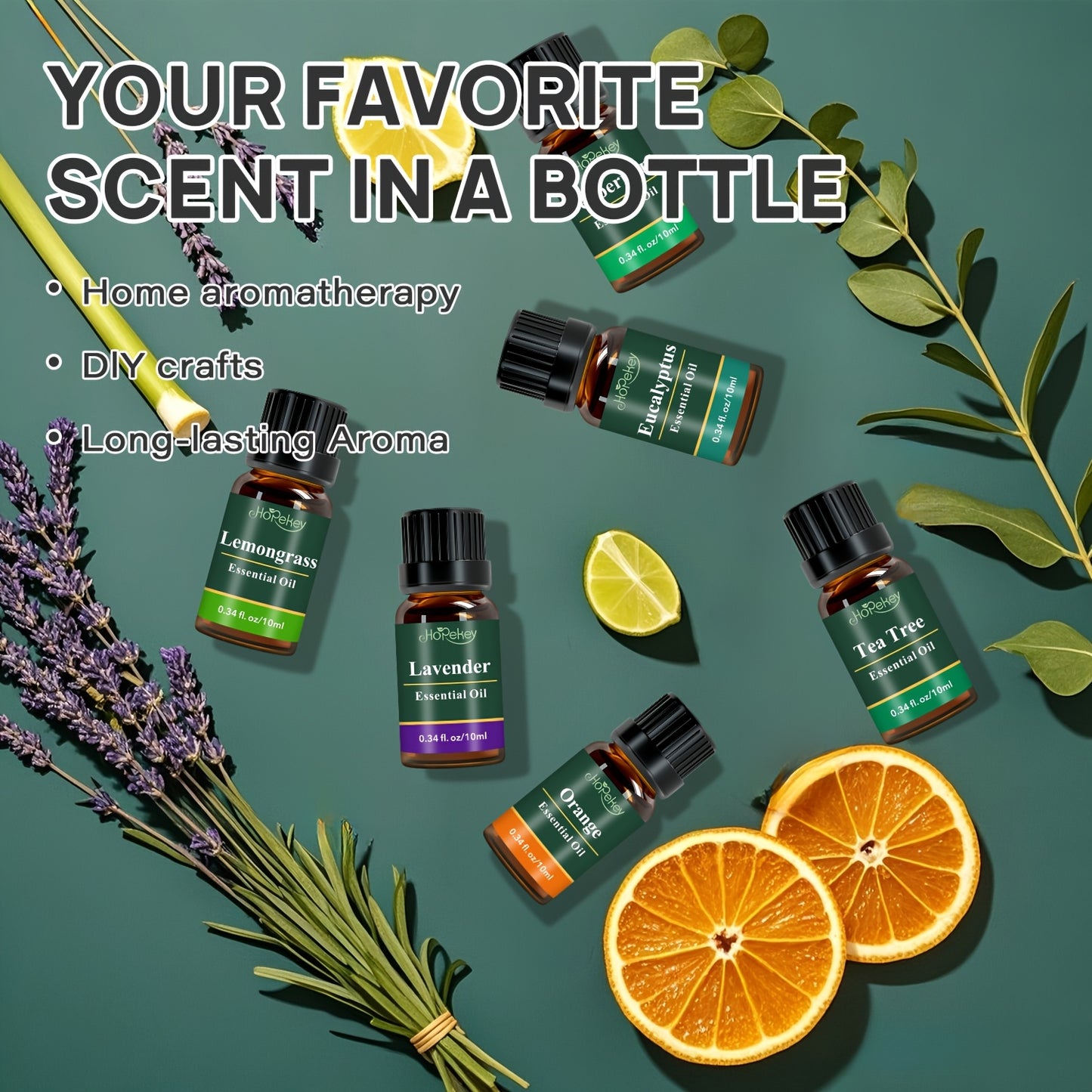 Glass Bottle Essential Oil Gift Box with Eucalyptus Mint Tea Tree Orange Lemongrass Lavender High-End Essential Oil Set for Home Deodorant Diffuser Humidifier Candle and Hair Care