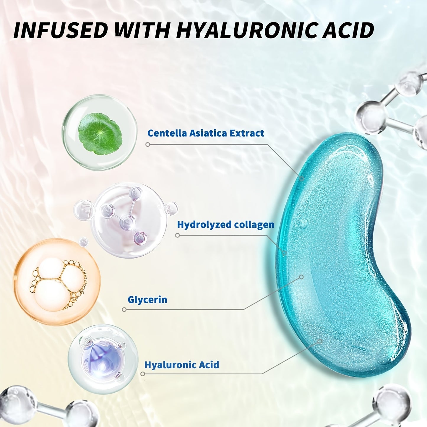 25 Pairs Of Blue Eye Patches with Hydrolyzed Collagen, Hyaluronic Acid And Nourishing Moisturizing Ingredients