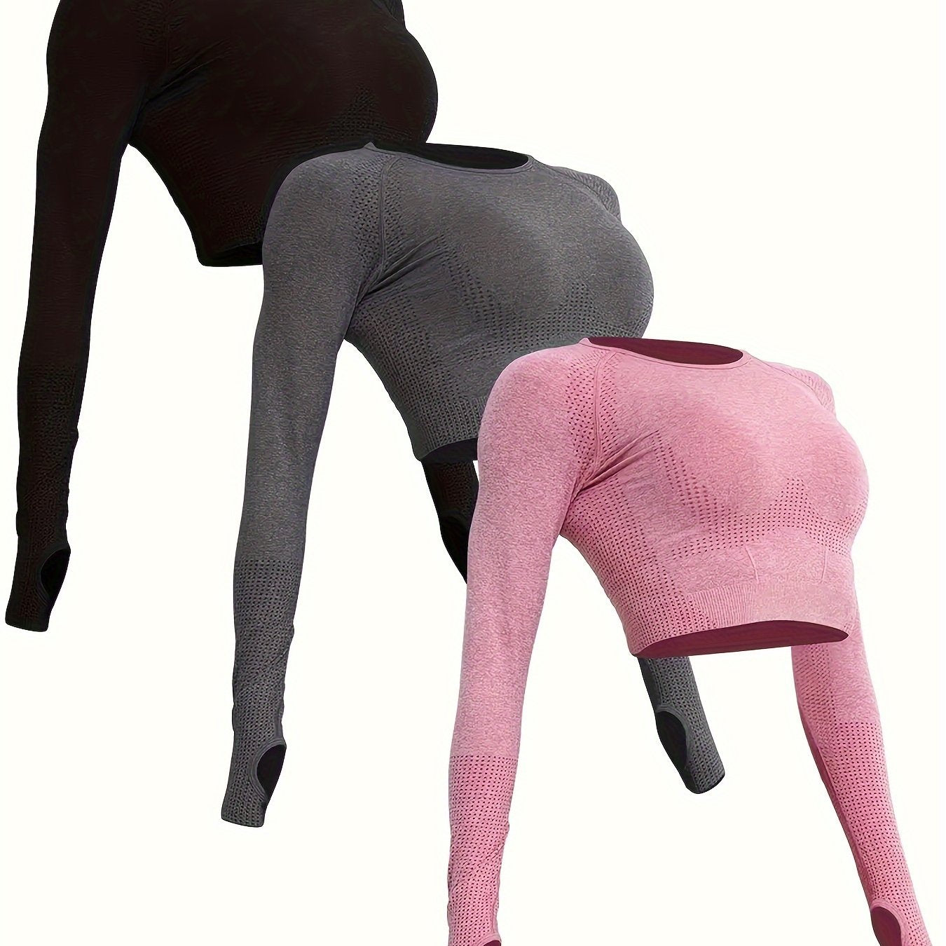 3pcs Women's Polyamide Long Sleeve Yoga T-Shirts