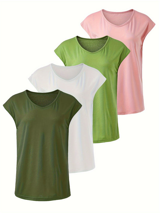 4pcs Women's Casual Sports T-Shirts