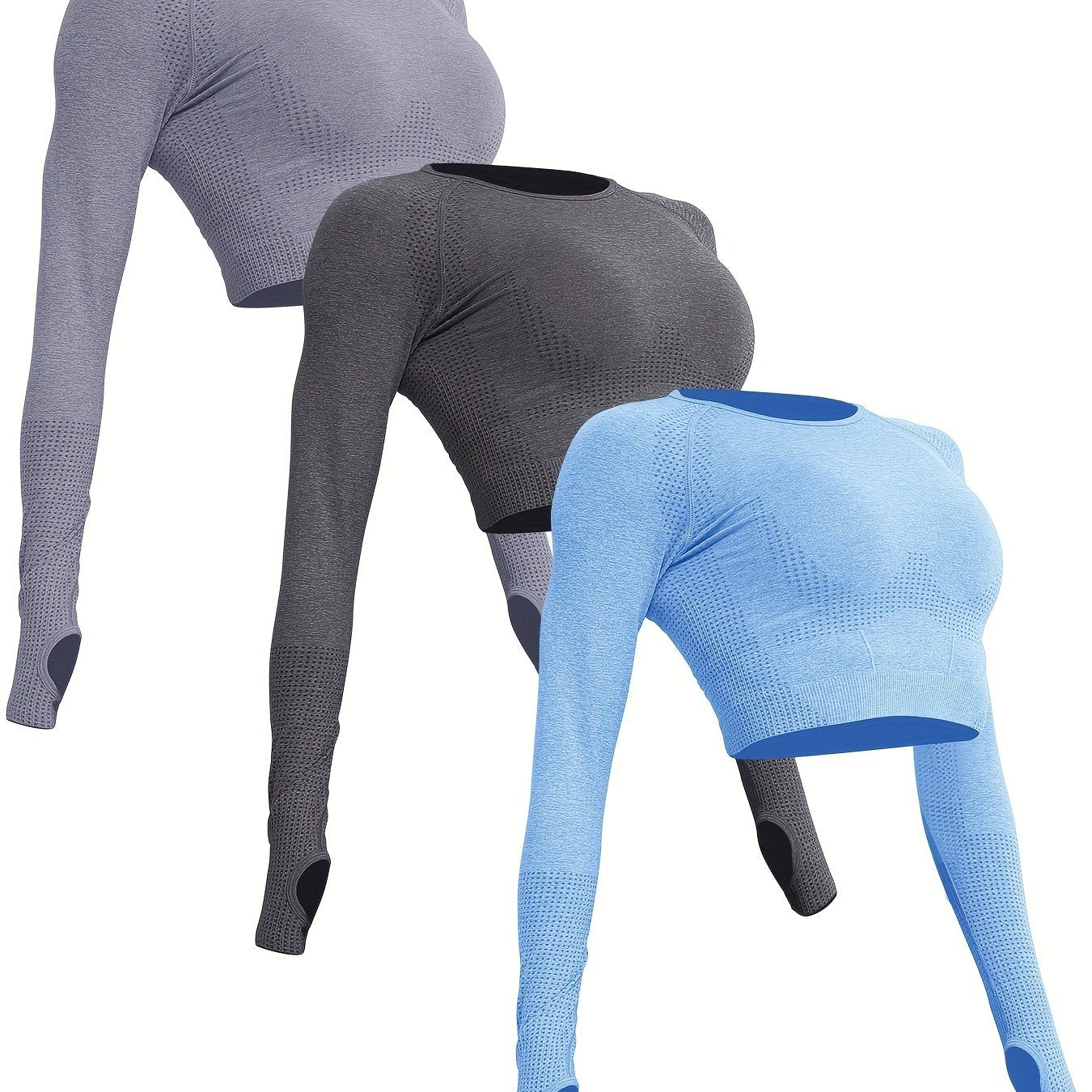 3pcs Women's Polyamide Long Sleeve Yoga T-Shirts