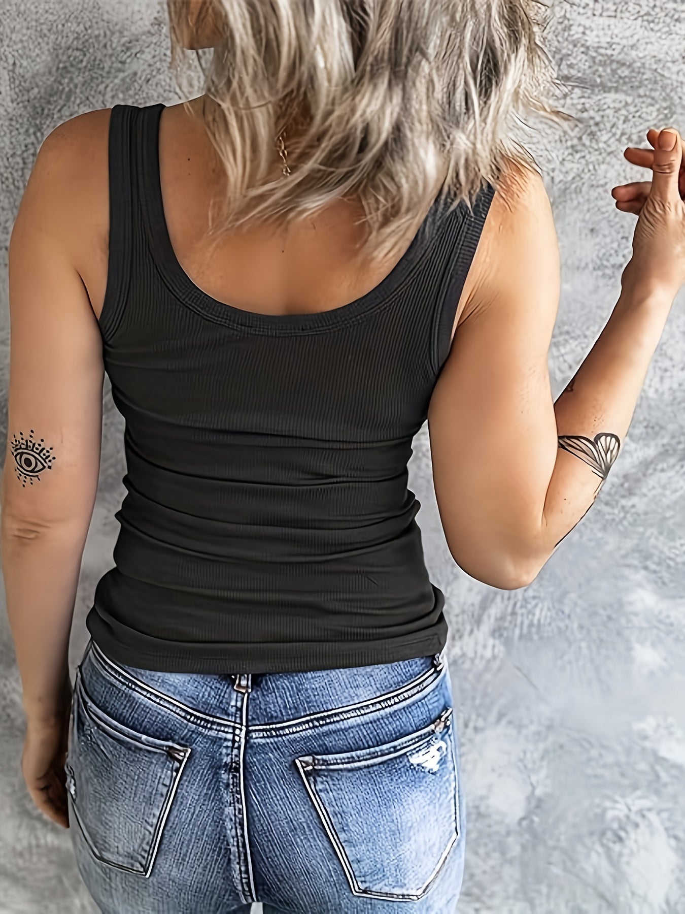 [Everyday Comfort] Women's Slim Fit Ribbed Henley Tank Top