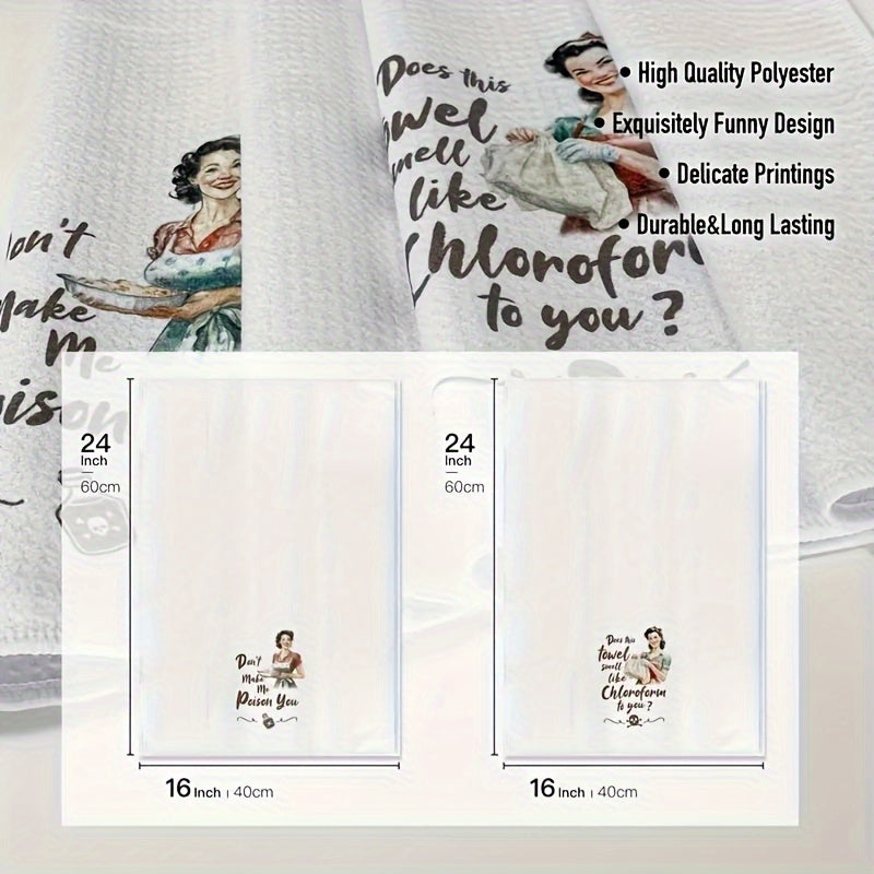 2pcs Funny Kitchen Towels - Ultra-Soft Microfiber Gift