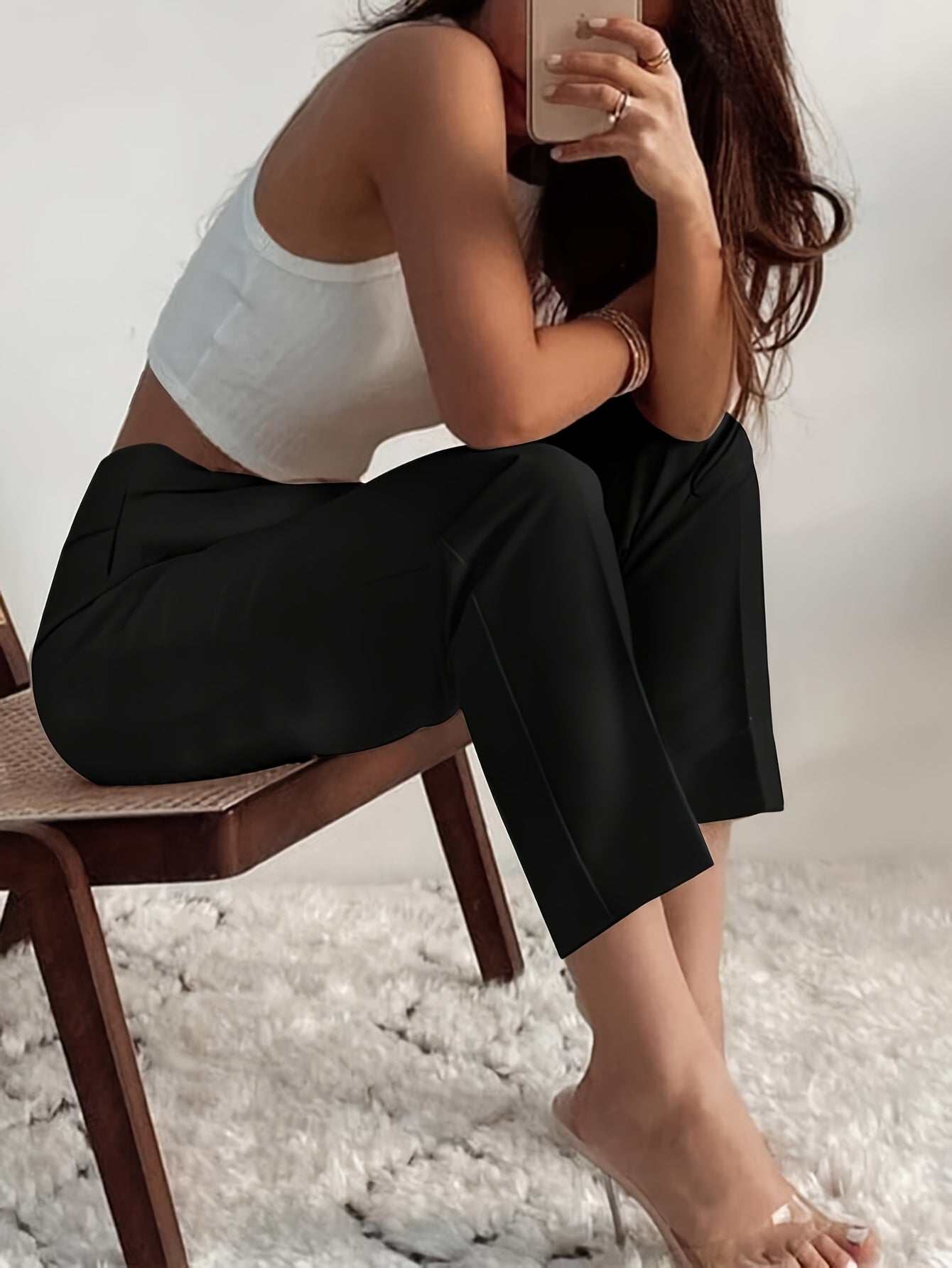 Women's High-Waist Straight-Leg Pants