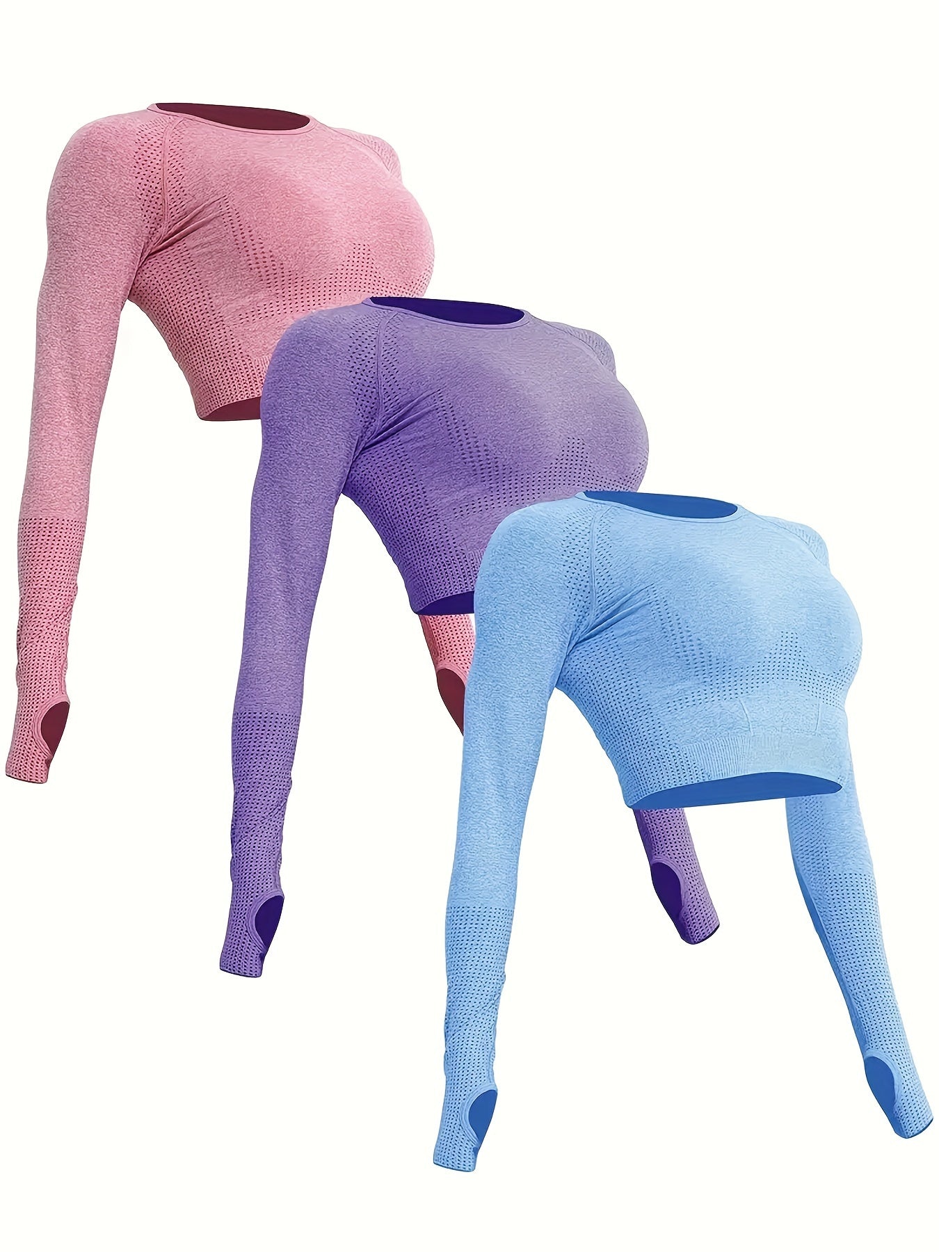 3pcs Women's Polyamide Long Sleeve Yoga T-Shirts