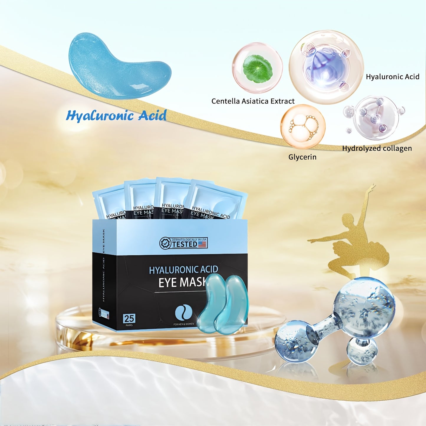 50 Pieces Hyaluronic Acid Eye and Lip Mask Set Moisturizing and Firming with Collagen Hypoallergenic Daily Skincare for All Skin Types Travel Friendly Ideal for Wedding Gifts and Valentines Day Gifts