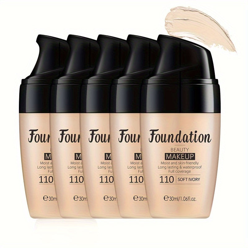 3 to 5 Pieces Moisturizing Liquid Foundation 30ml Long Wearing Full Coverage Waterproof Flawless Skin Friendly Makeup Cream Unisex