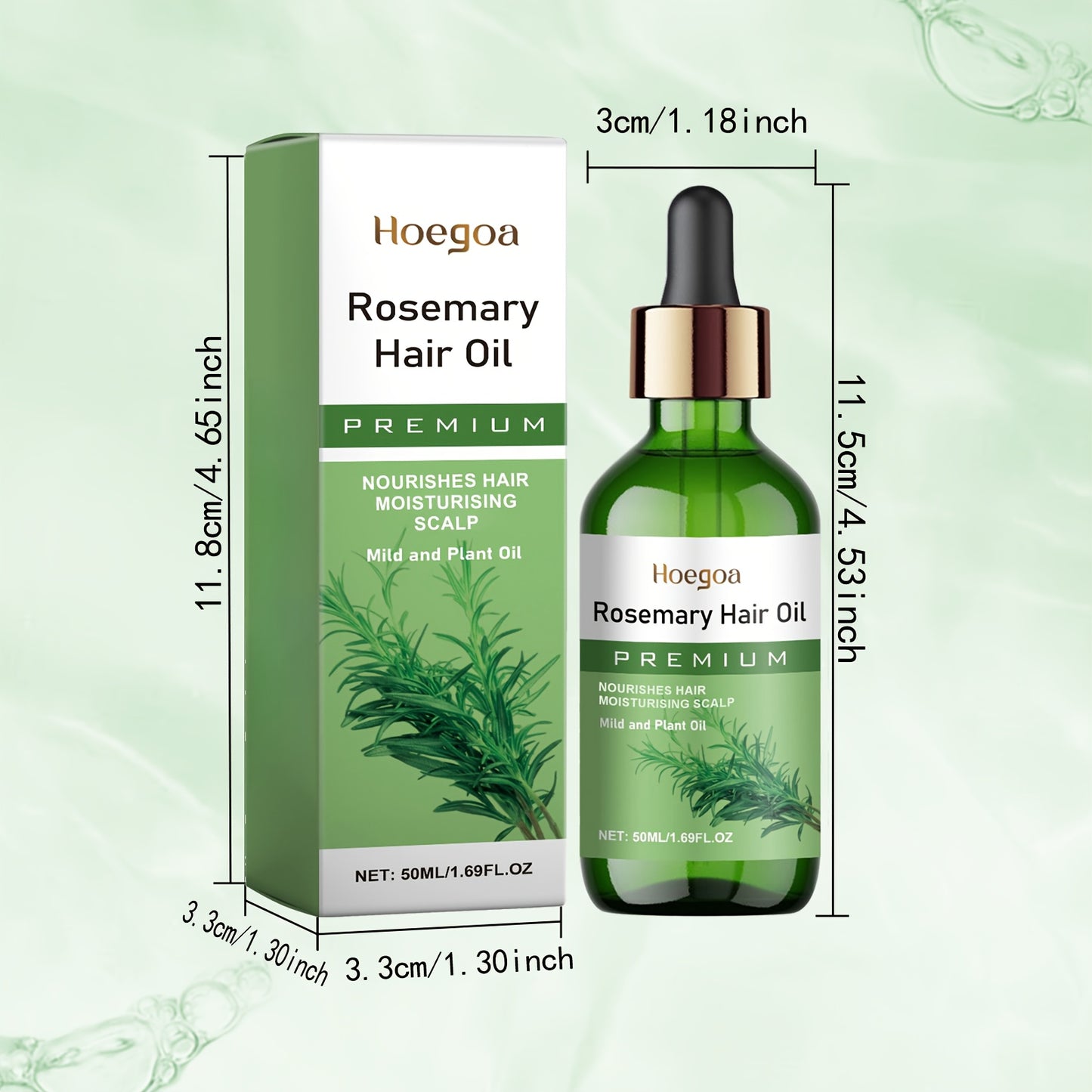 50ml Rosemary Oil Hair Essential Oil with Batana Oil and Castor Seed Oil for Scalp Care and Frizzy Damaged Hair Strengthening and Volume Enhancing Formula