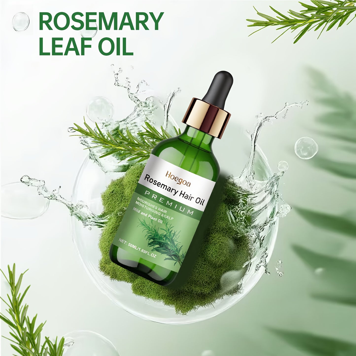 50ml Rosemary Oil Hair Essential Oil with Batana Oil and Castor Seed Oil for Scalp Care and Frizzy Damaged Hair Strengthening and Volume Enhancing Formula