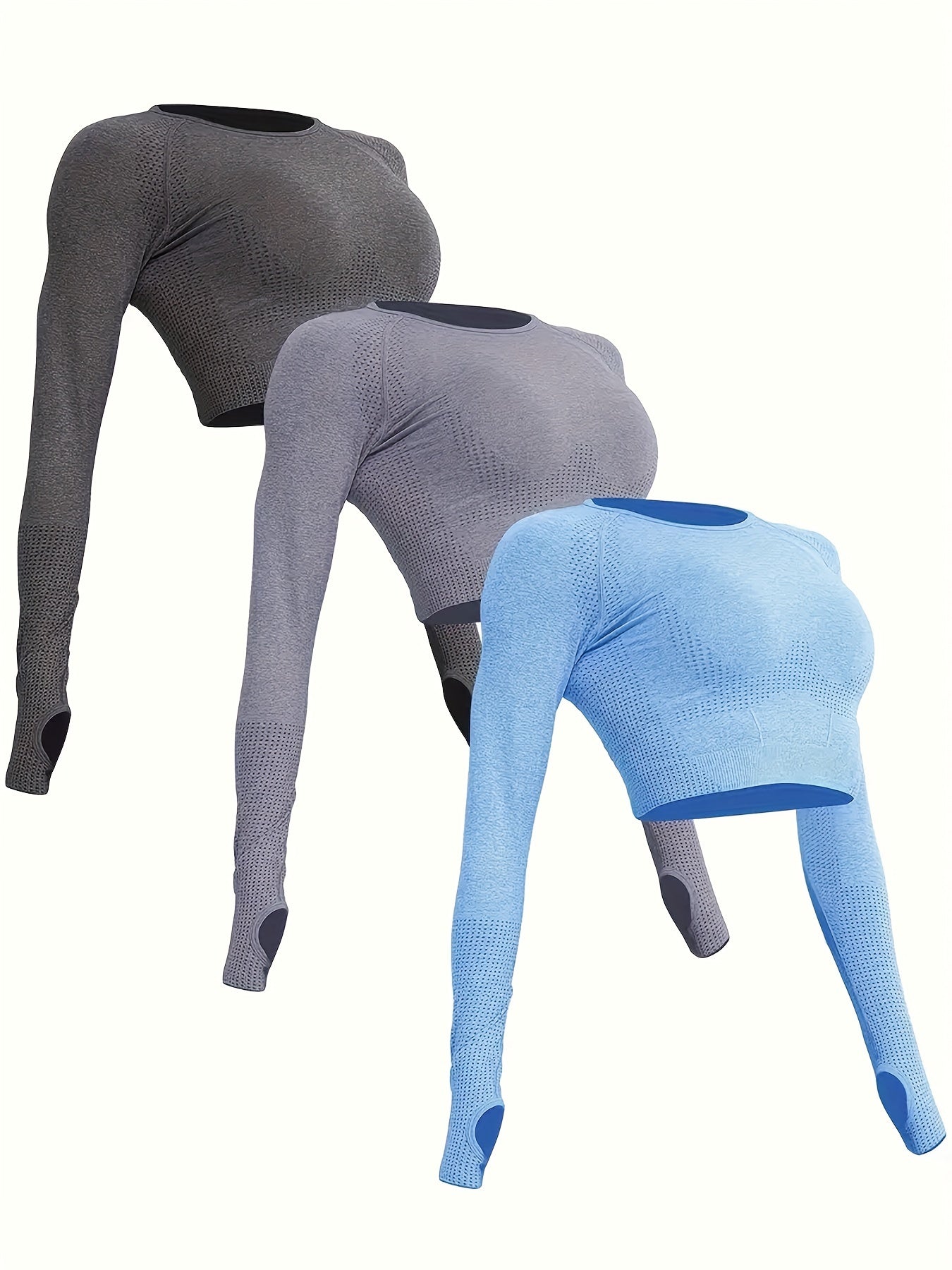 3pcs Women's Polyamide Long Sleeve Yoga T-Shirts