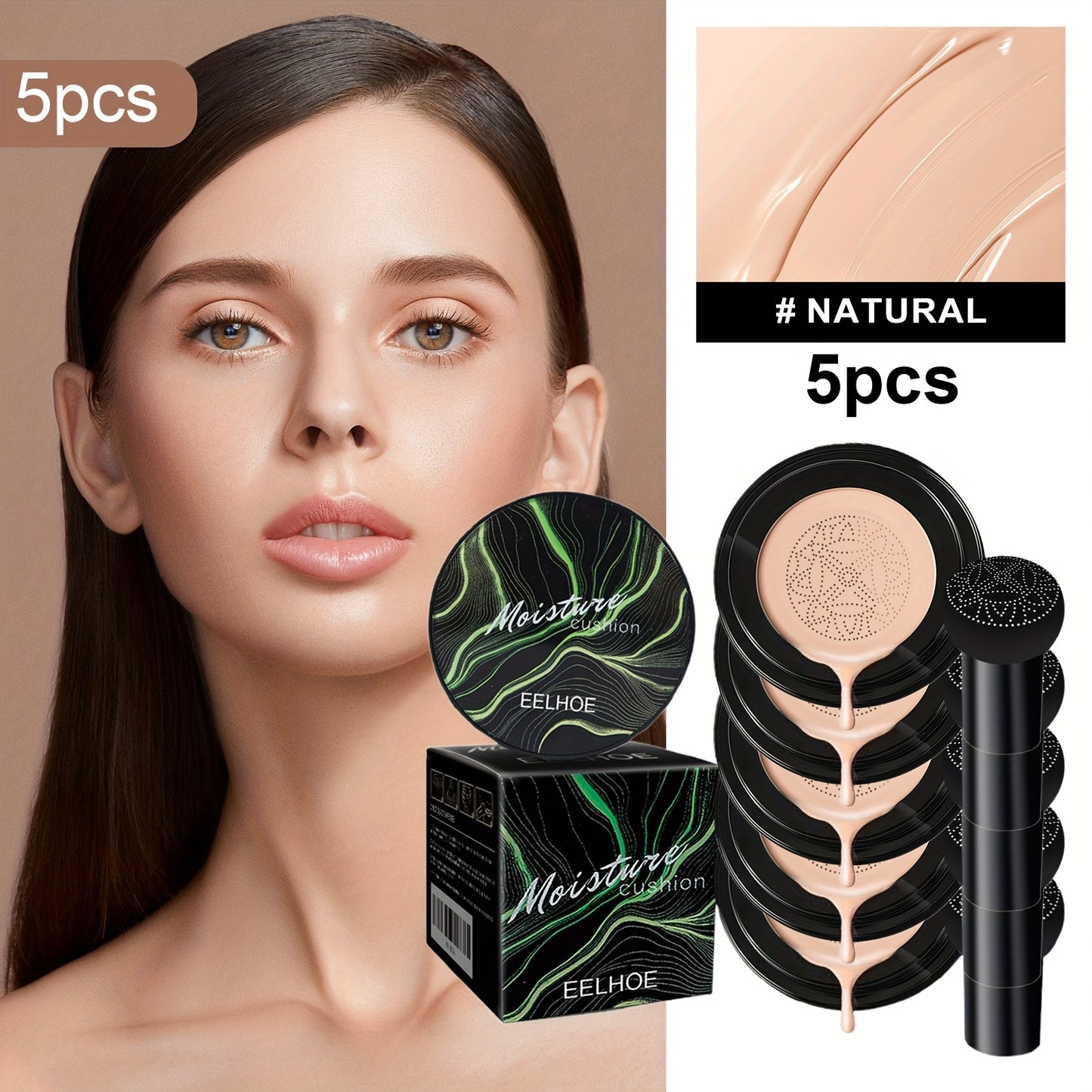 Mushroom Head Sponge BB Cream Foundation Full Coverage Long Lasting Moisturizing Concealer Base Makeup Natural Nude Makeup Primer CC Foundation Easter Gift