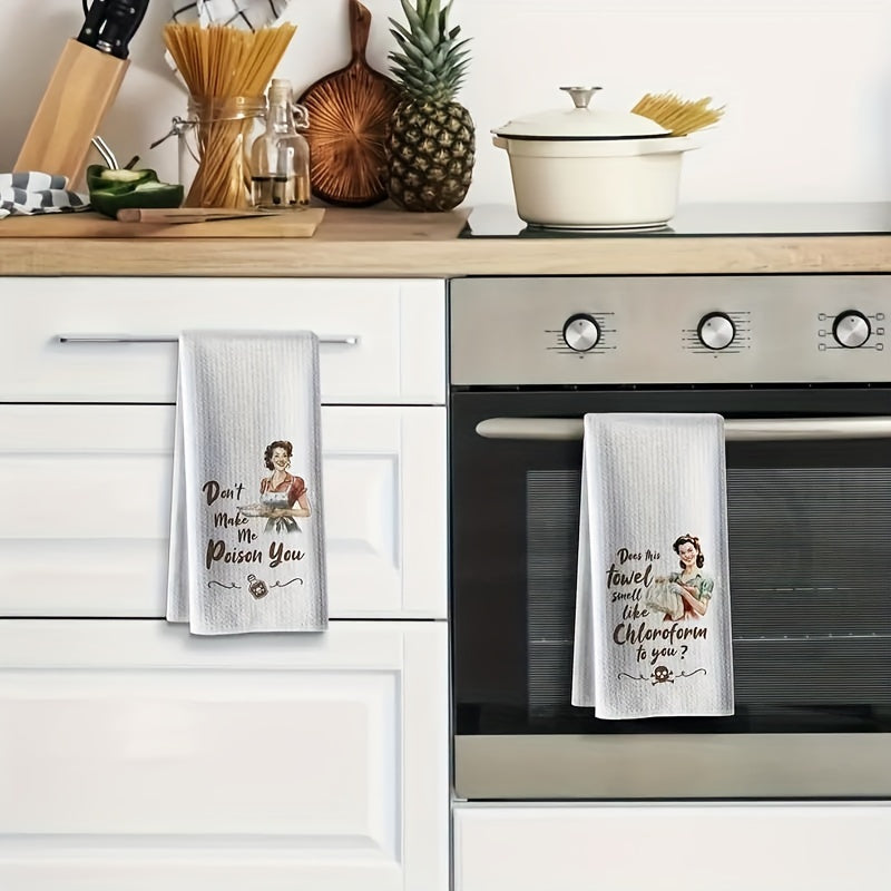 2pcs Funny Kitchen Towels - Ultra-Soft Microfiber Gift