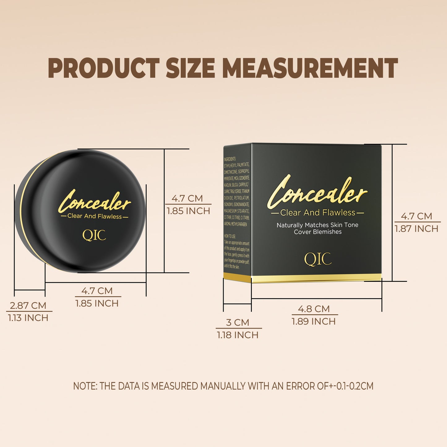 2Pcsqic Full Coverage Concealer Cream