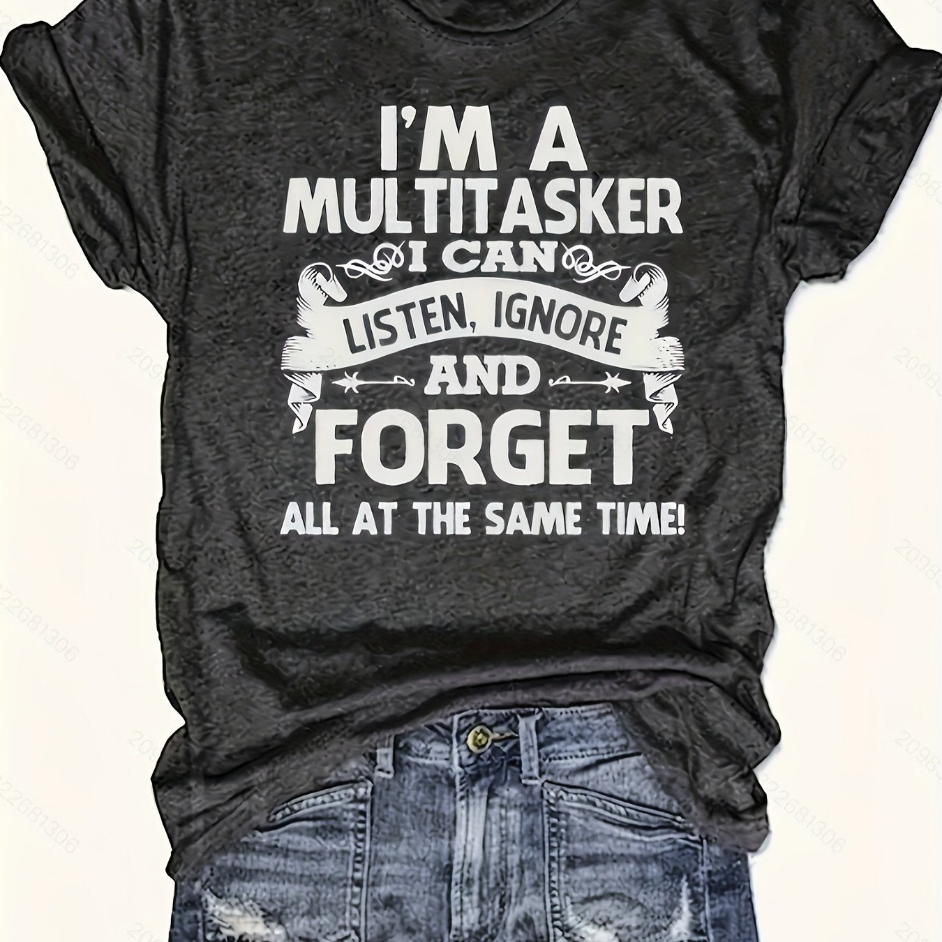 Womens Fashion Letter Print T-Shirt - Comfortable Crew Neck, Short Sleeve, Casual Spring & Summer Top - Trendy Wardrobe Essential