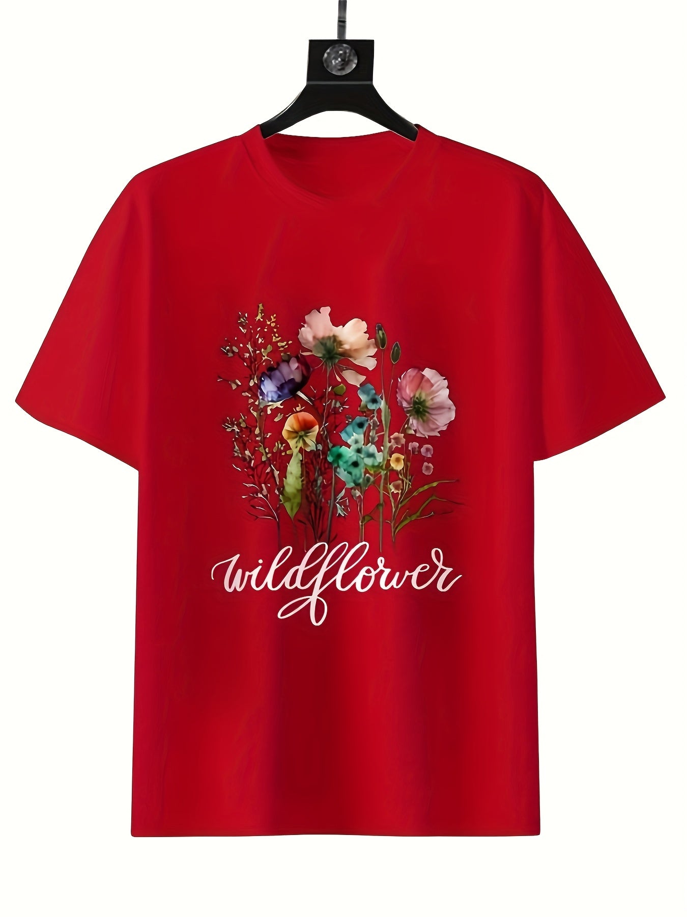 Wildflower Graphic Women's T-Shirt - Soft Short Sleeve Round Neck Casual Top, Vibrant Floral Print, Lightweight & Comfortable for Spring and Summer