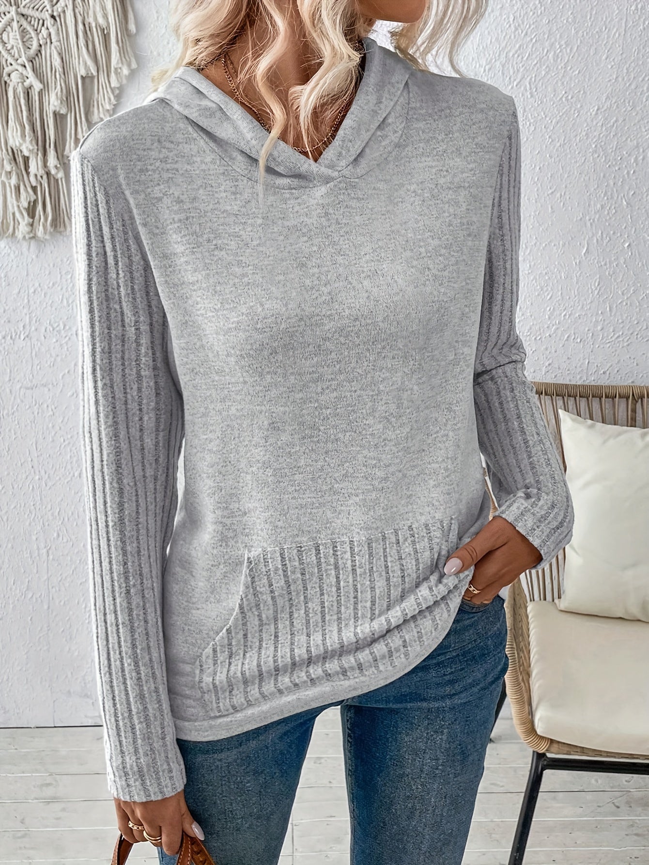 Solid Kangaroo Pocket Hoodie