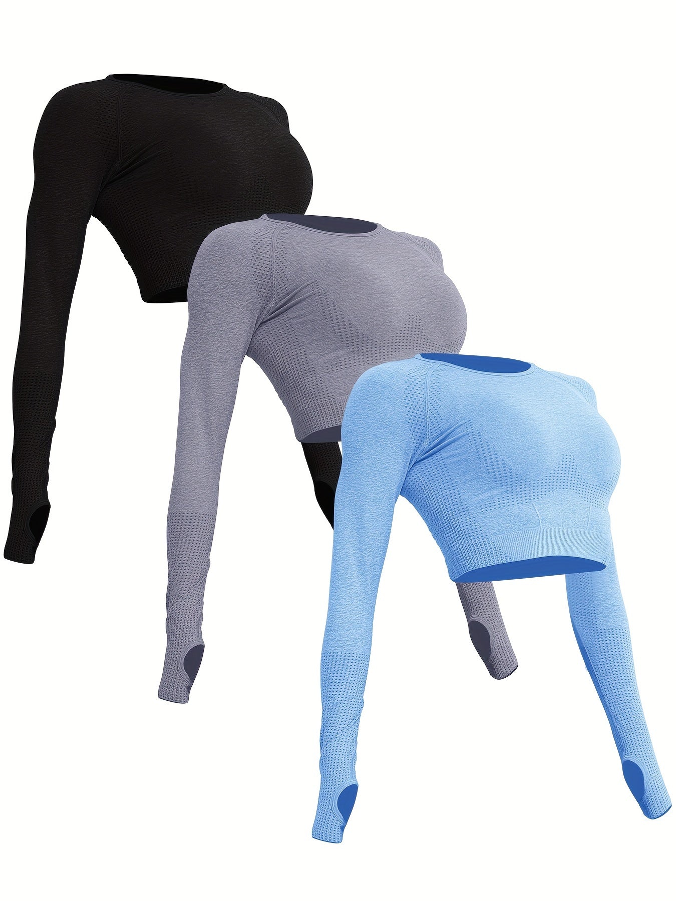 3pcs Women's Polyamide Long Sleeve Yoga T-Shirts