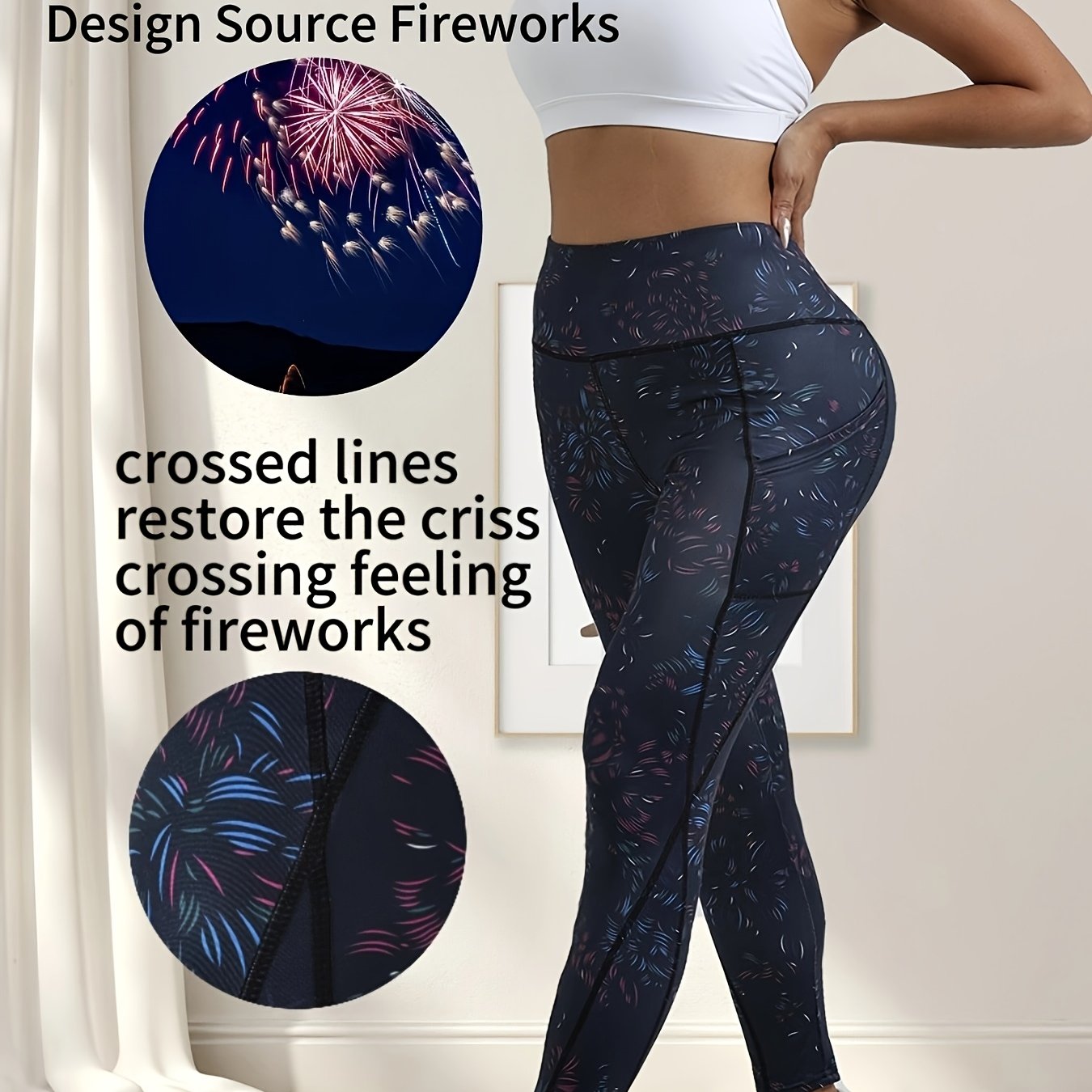 High-Waist Tummy Control Yoga Leggings with Pockets, Cross-Line Body Shaping, Butt Lifting, Fitness & Workout Pants