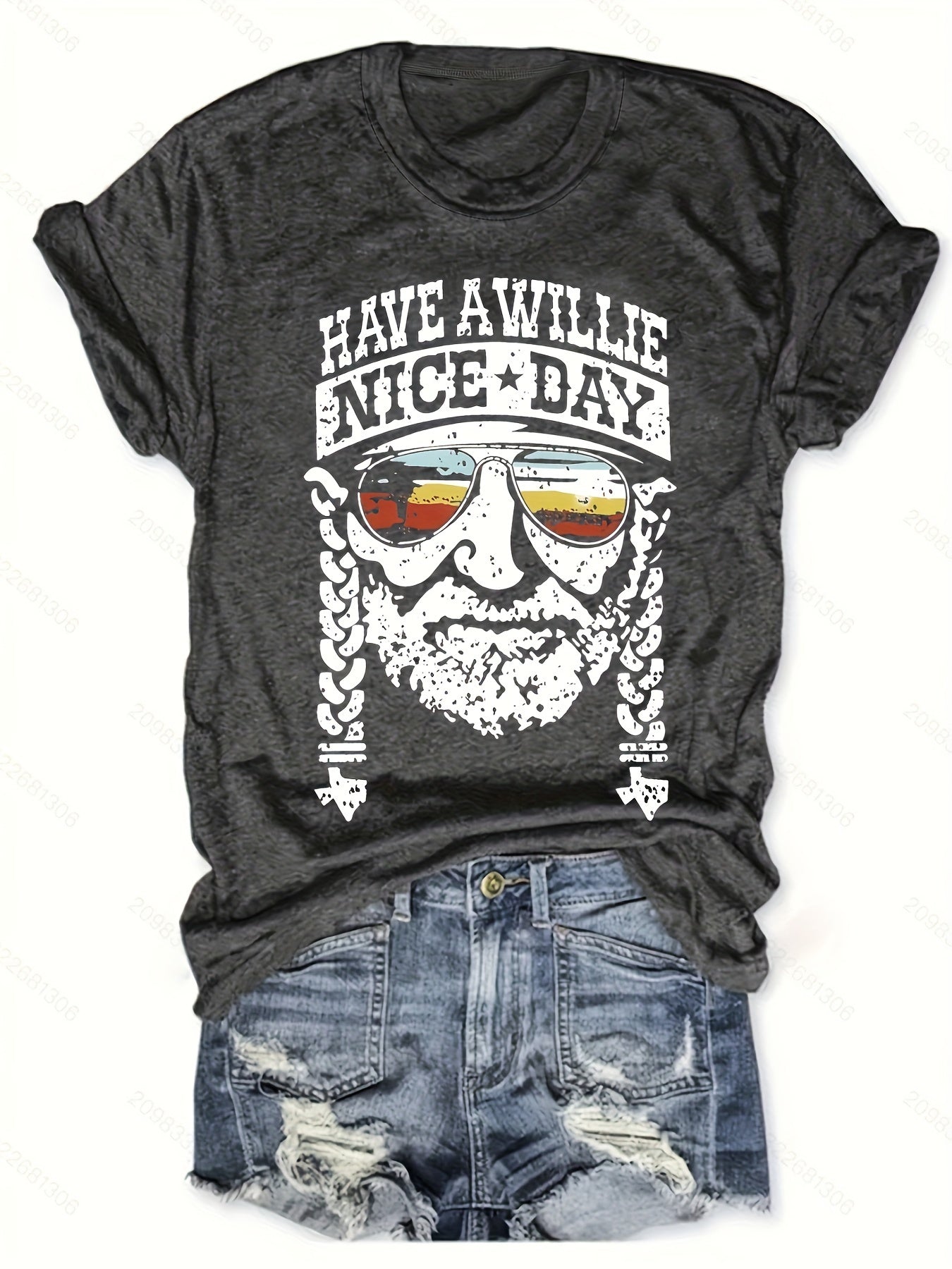 Fashionable Womens Graphic Print T-Shirt - Casual Short Sleeve Crew Neck Top - Lightweight & Breathable For Spring & Summer Wardrobe