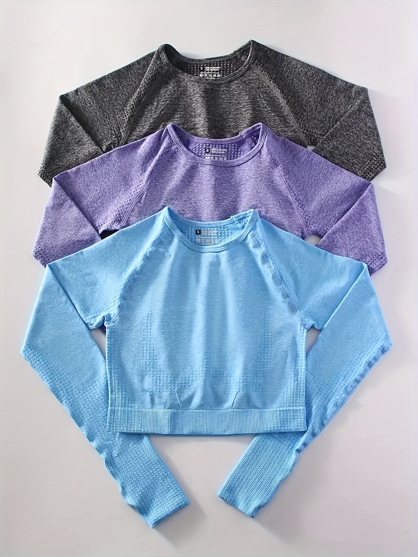 3pcs Women's Polyamide Long Sleeve Yoga T-Shirts