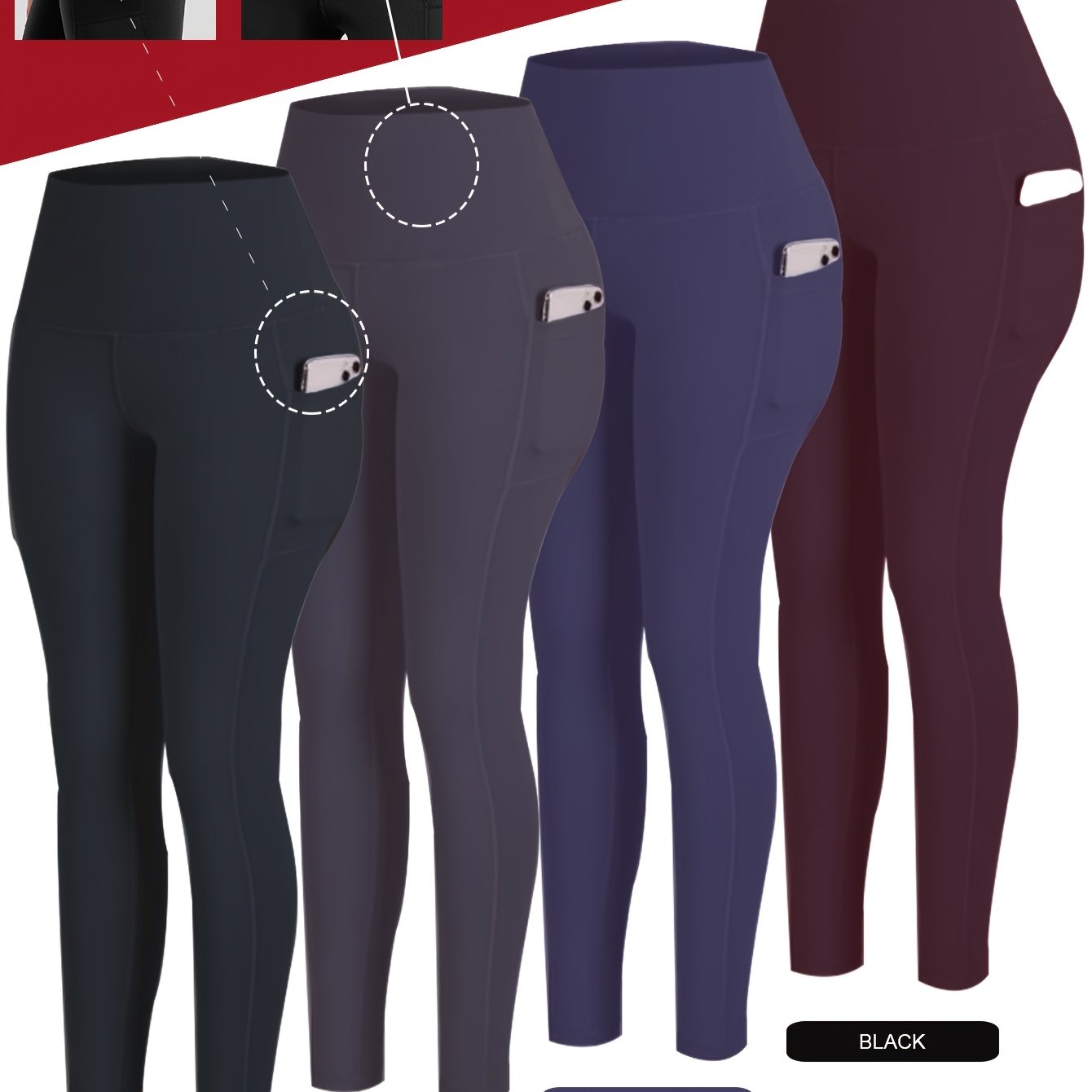 PRO-FiT Women'S 4pcs Set Of Sports Leggings, Abdominal Control, Butt Lift, Nine-point Printed Yoga Pants