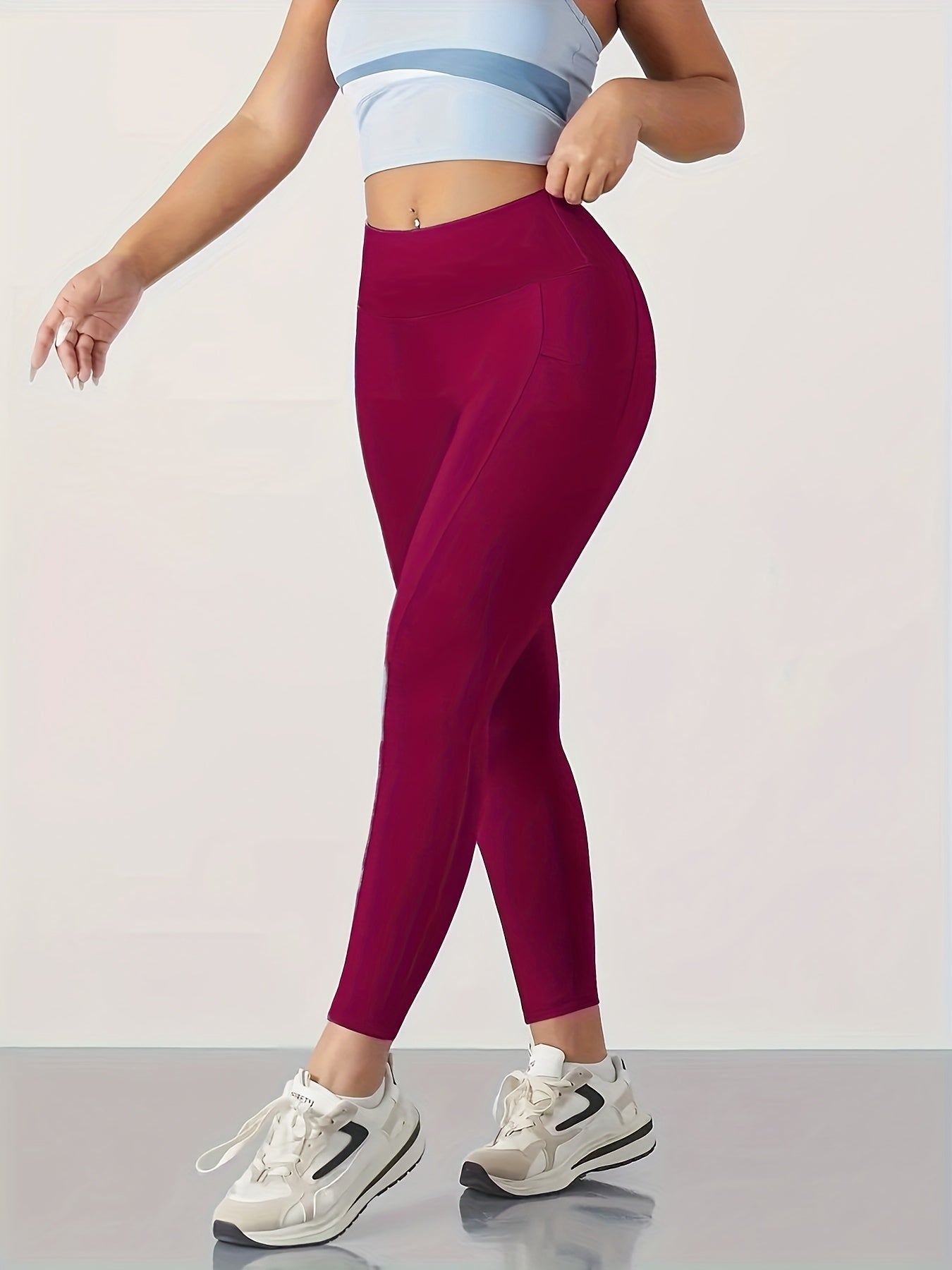 4pcs Plus Size High-Waisted Yoga Leggings for Women
