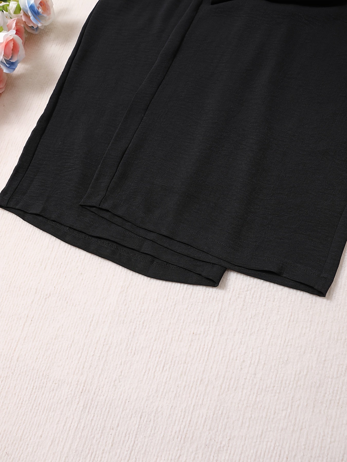 Plus Size Solid Simple Wide Leg Pants