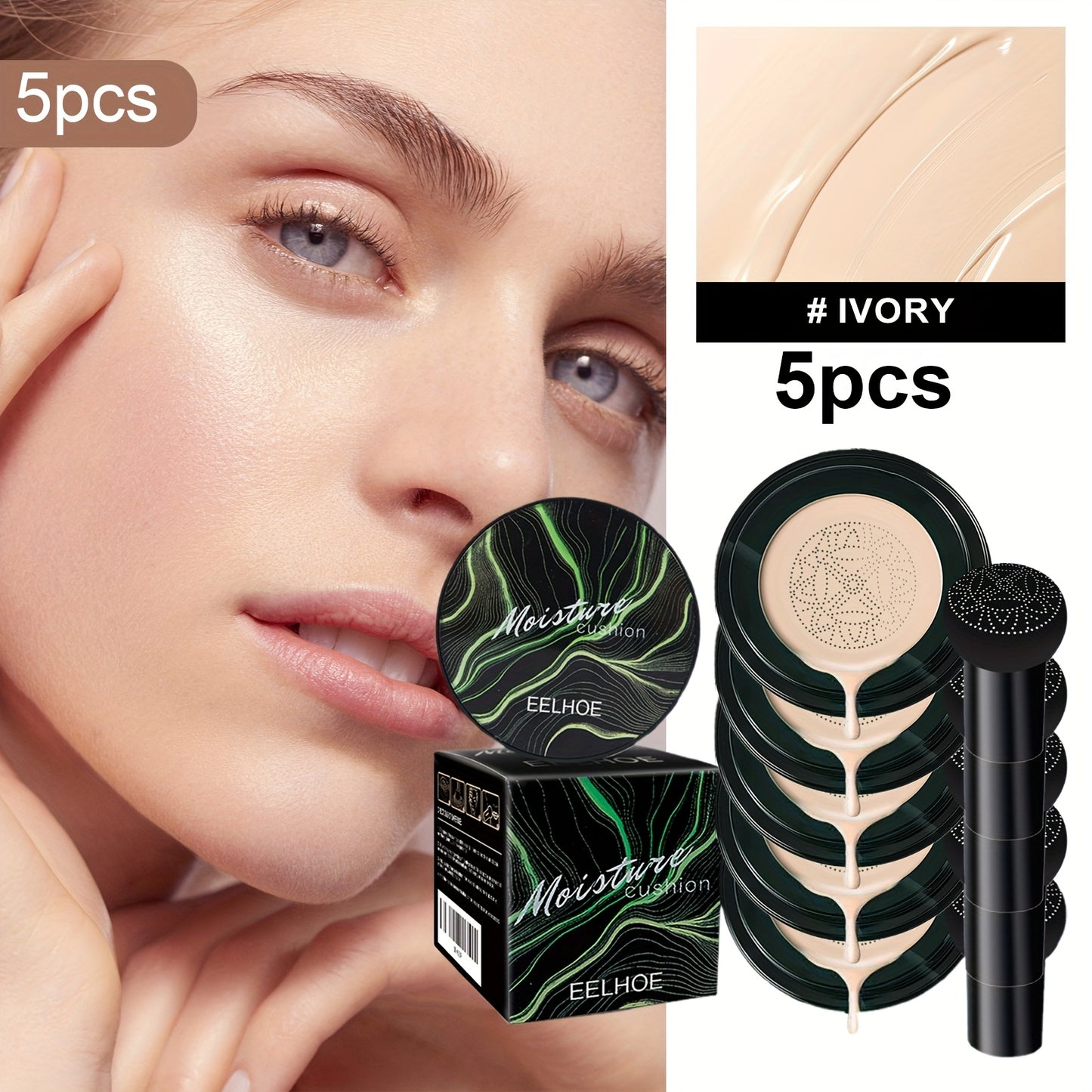 Mushroom Head Sponge BB Cream Foundation Full Coverage Long Lasting Moisturizing Concealer Base Makeup Natural Nude Makeup Primer CC Foundation Easter Gift