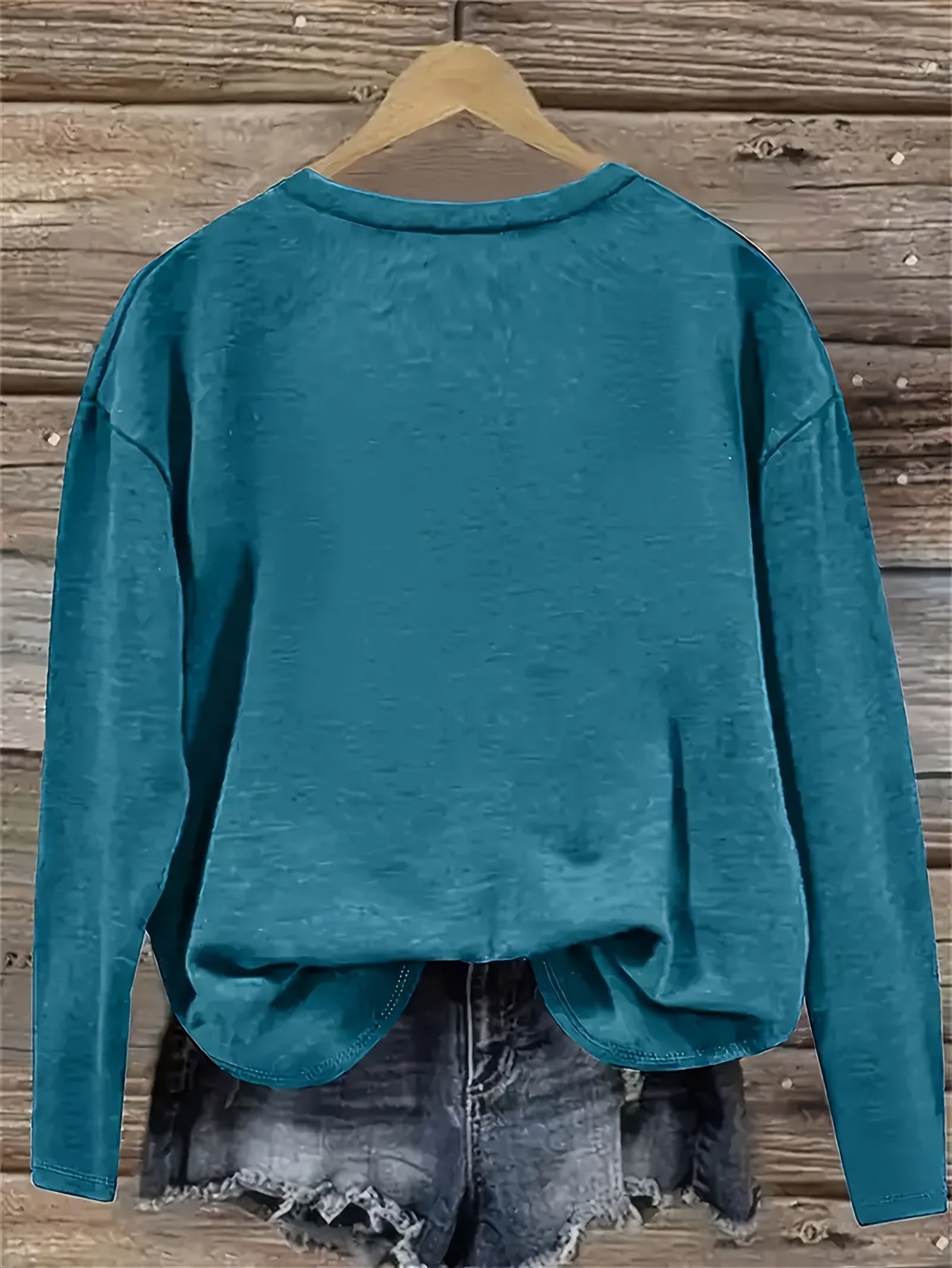 Letter Printed Women'S T-Shirt Fun Print - Comfortable Long Sleeved Round Neck - Perfect Choice for Spring And Autumn Casual Wear